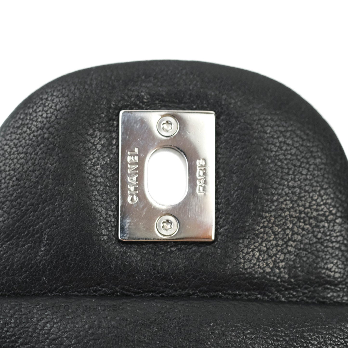 Chanel Quilted Calfskin Black Flap Bag Silver Hardware