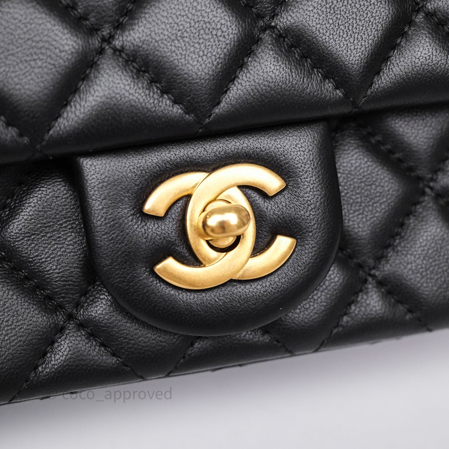 Chanel Mini Rectangular Flap with Camellia Adjustable Chain Black Lambskin Aged Gold Hardware