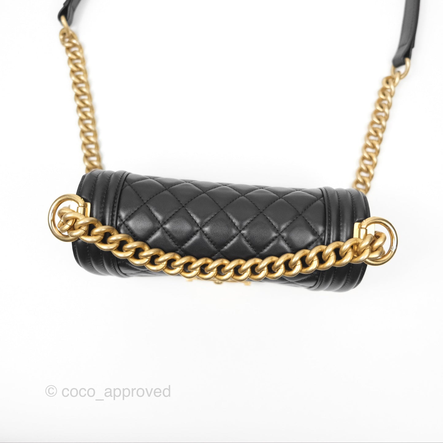 Chanel Small Boy Black Calfskin Aged Gold Hardware