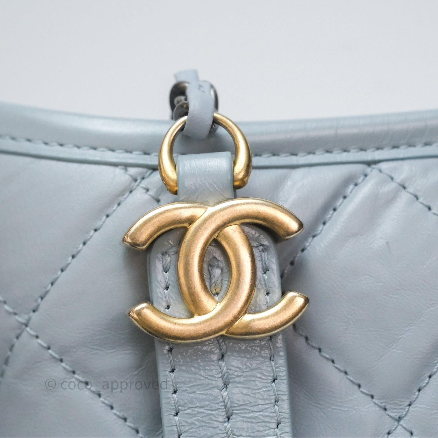 Chanel Small Gabrielle Hobo Quilted Light Blue Aged Calfskin