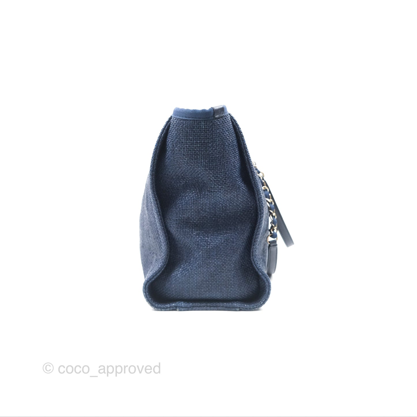 Chanel Medium Deauville Navy Canvas Gold Hardware