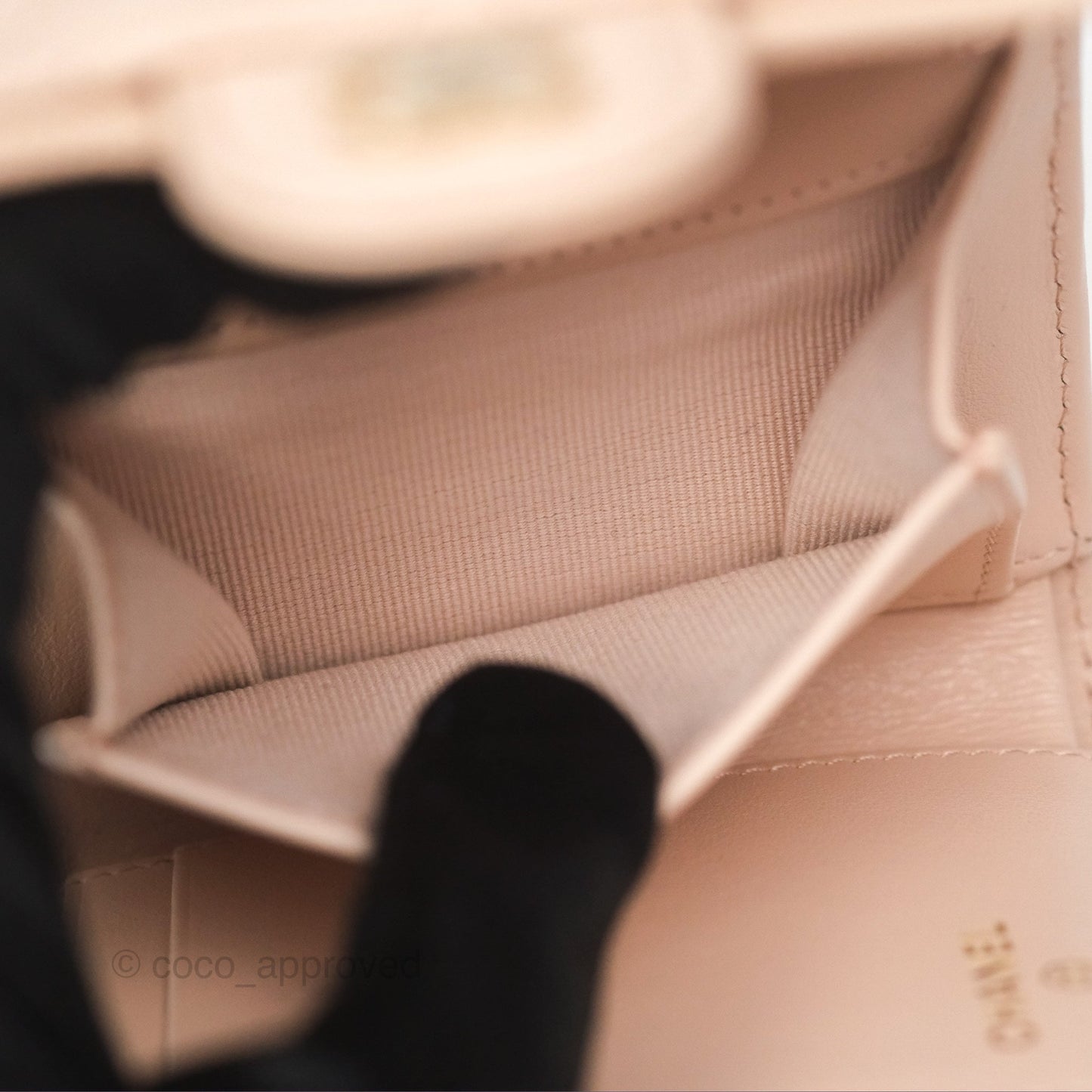 Chanel Classic Short Flap Wallet Beige Pink Caviar Gold Hardware