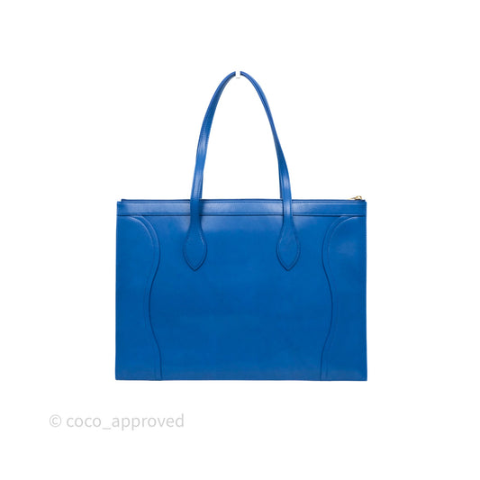 Celine Flat Luggage Tote Bag Blue Calfskin