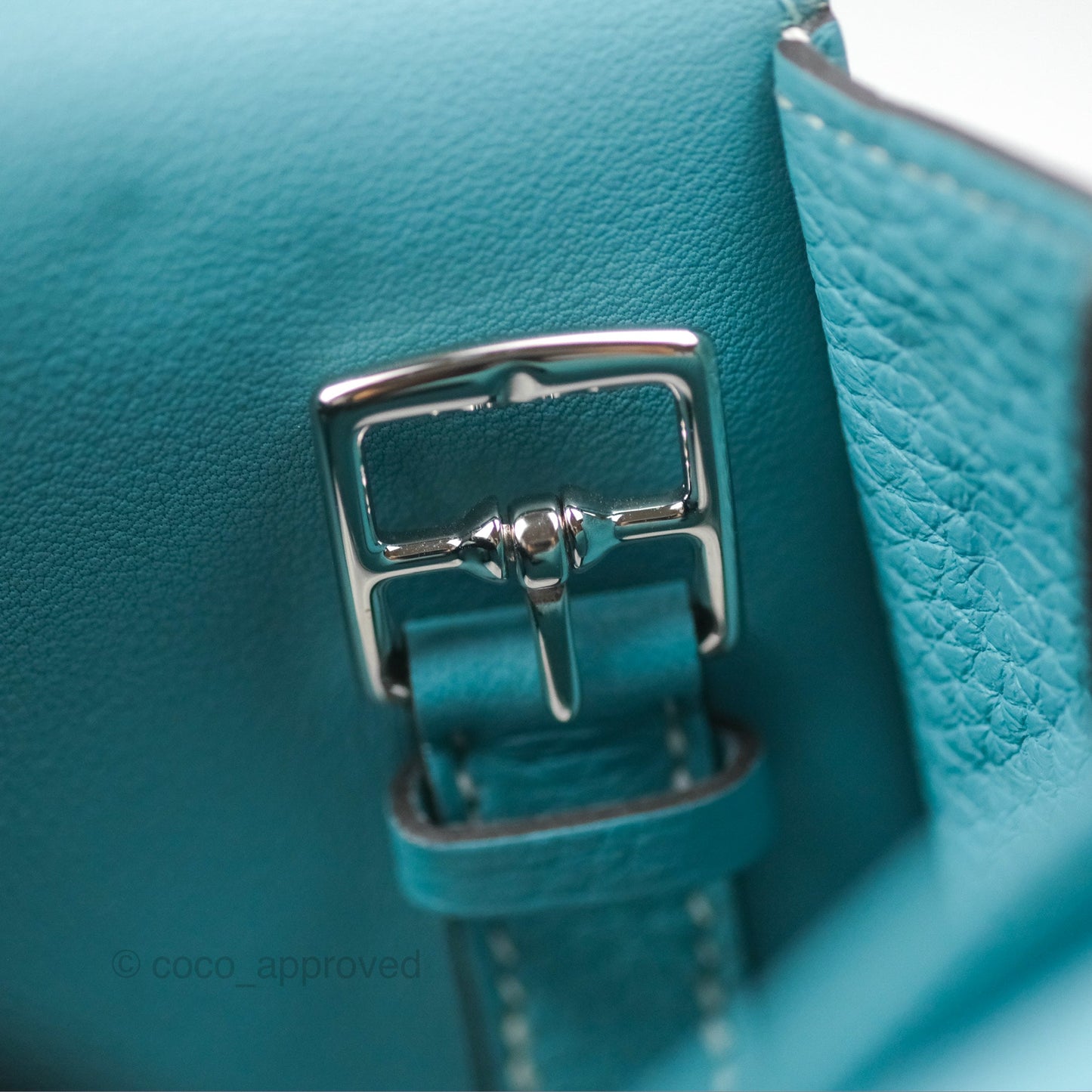 Hermès Halzan 31 Bleu Saint Cyr 3Z Clemence Palladium Hardware