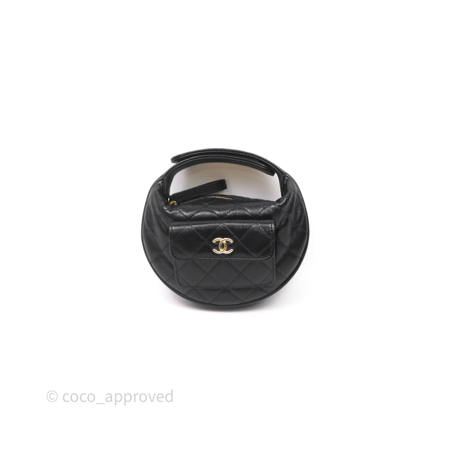 Chanel Quilted Polly Pocket Hobo Bag Caviar Black Gold Hardware