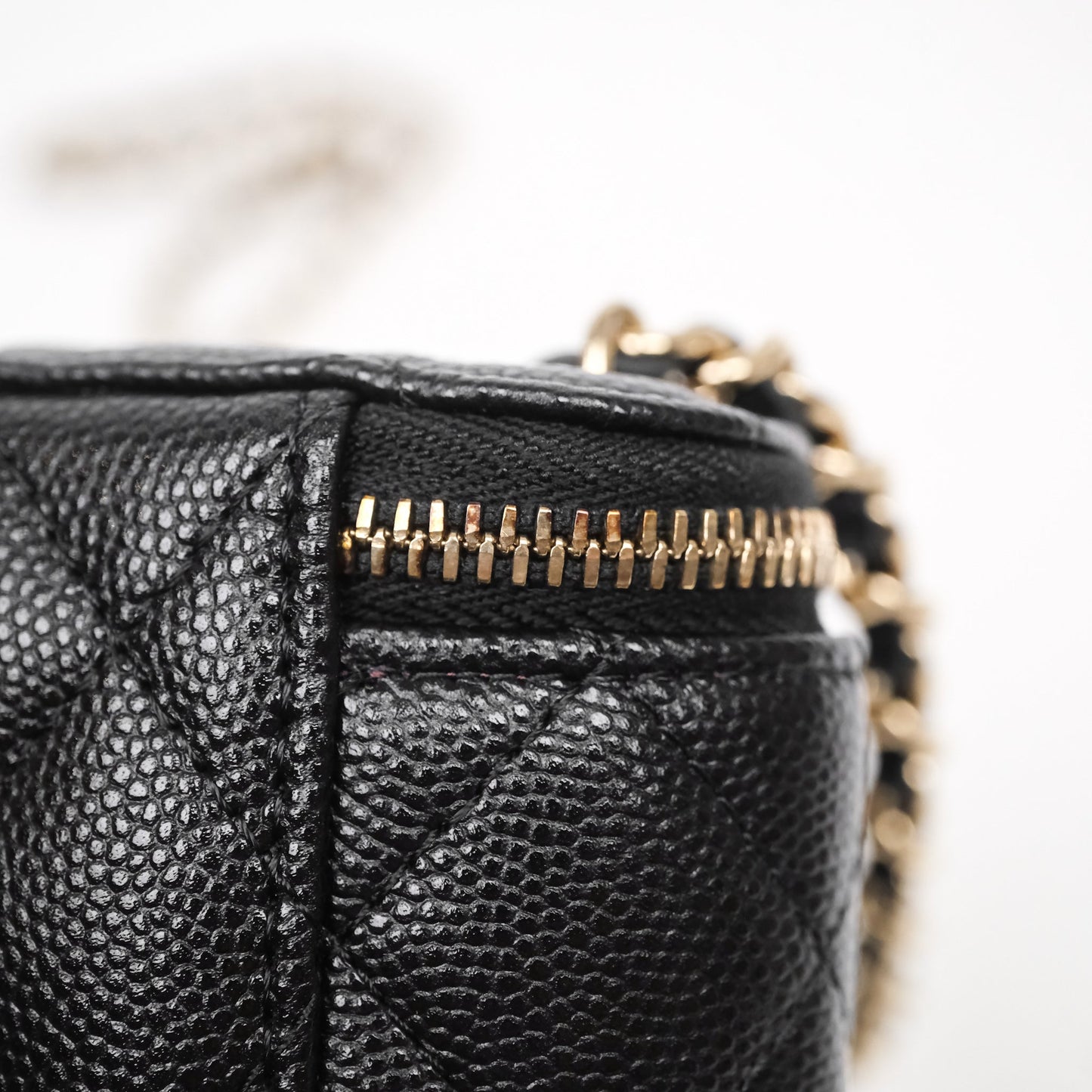 Chanel Classic Mini Vanity With Chain Black Caviar Gold Hardware