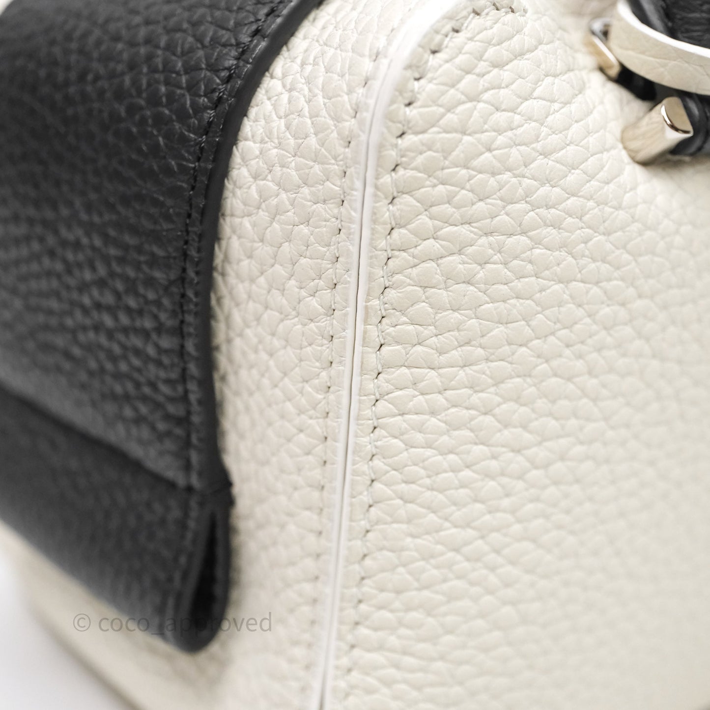 Delvaux Cool Box Mini Taurillon Soft Grained White/Black Calfskin Silver Hardware