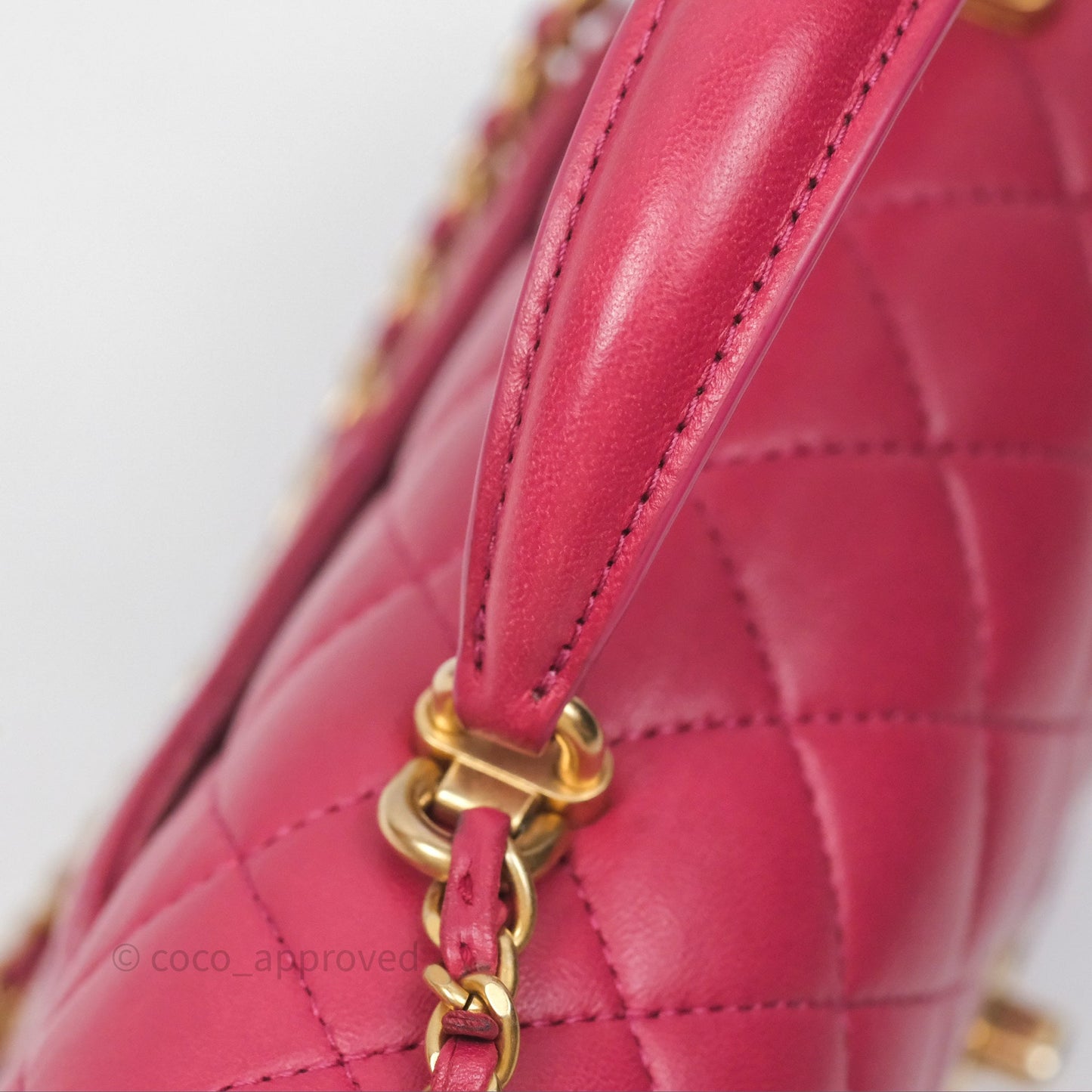 Chanel Top Handle Mini Rectangular Flap Red Lambskin Aged Gold Hardware