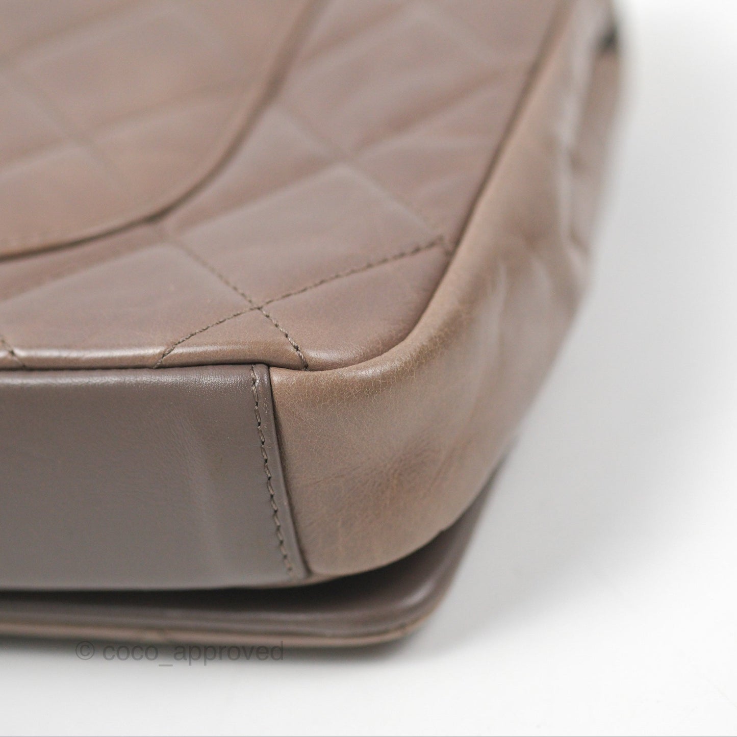 Chanel Gold Bar Single Flap Dark Grey Glazed Calfskin Gold Hardware