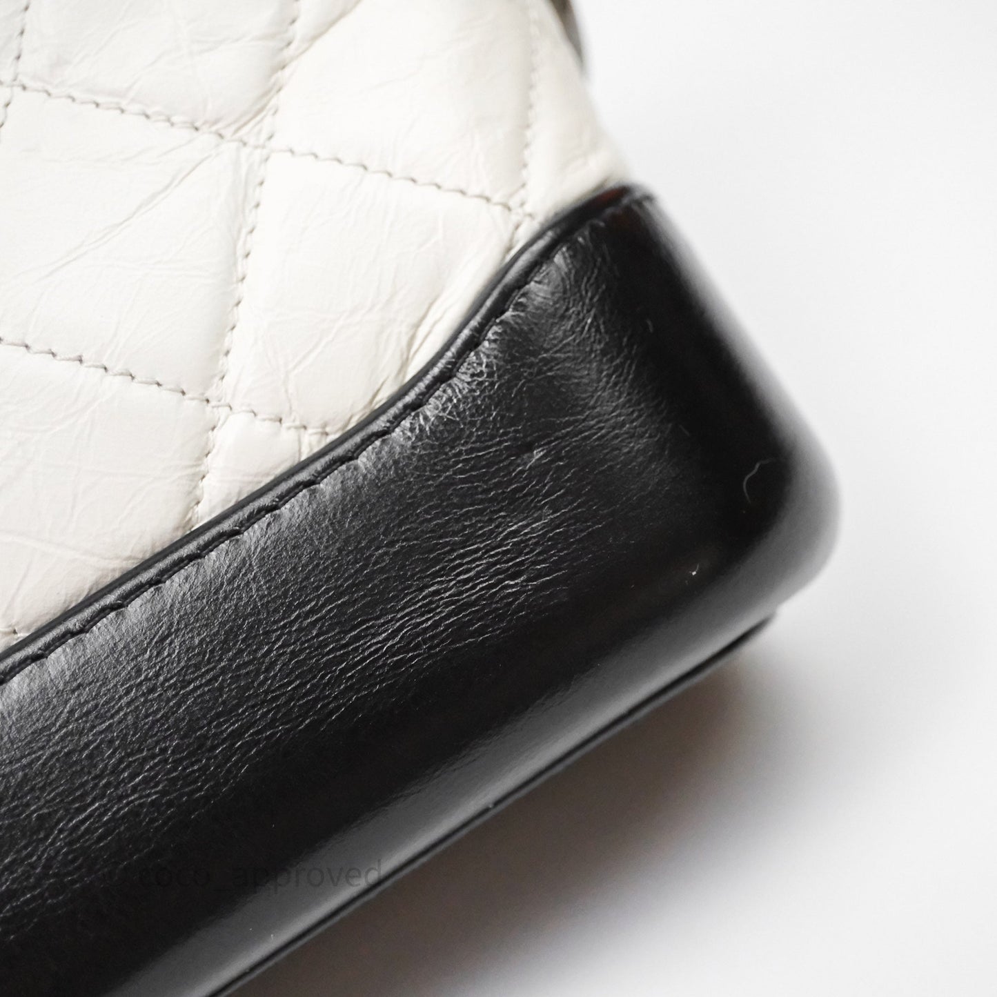 Chanel Quilted Small Gabrielle Hobo Black White Aged Calfskin Mixed Hardware