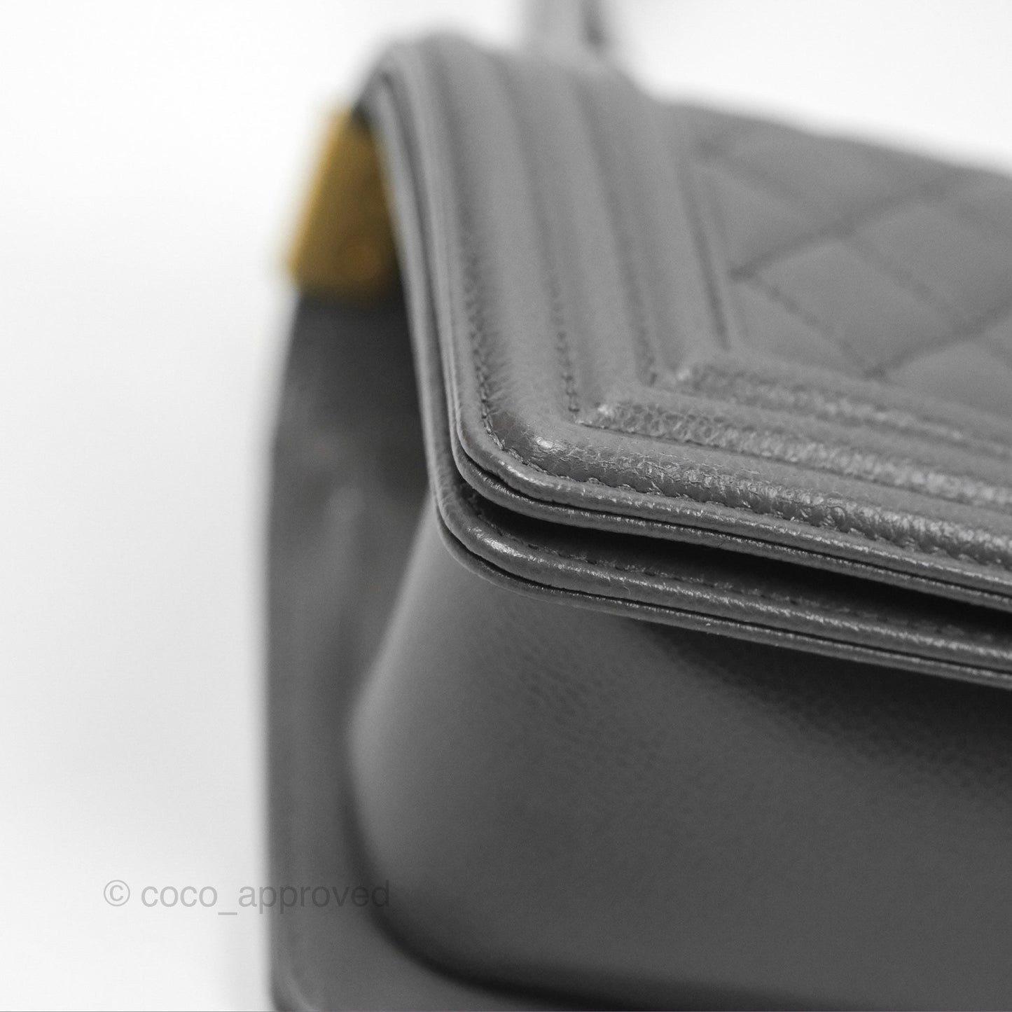 Chanel Small Boy Dark Grey Caviar Aged Gold Hardware