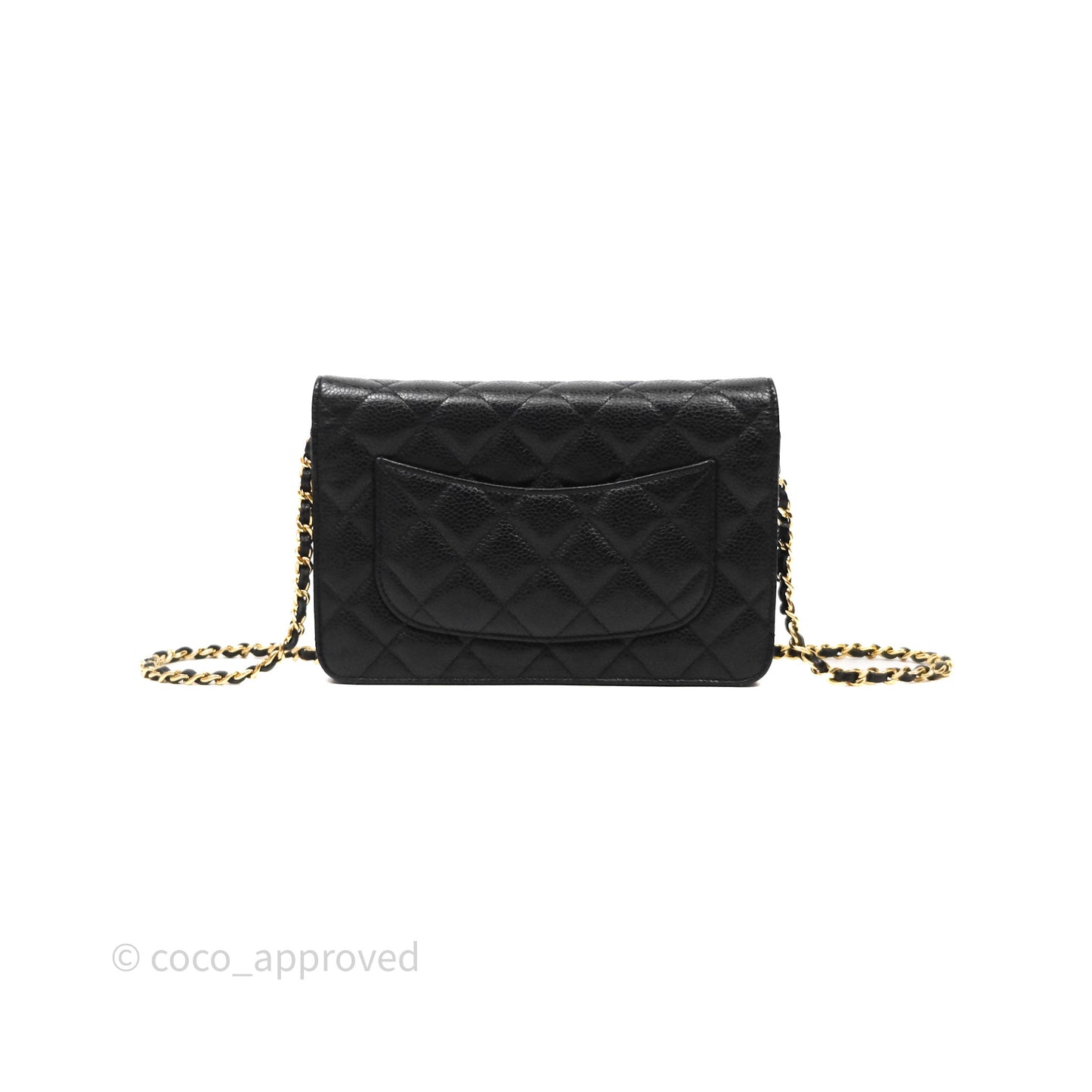 Chanel Classic Wallet On Chain WOC Quilted Black Caviar Gold Hardware