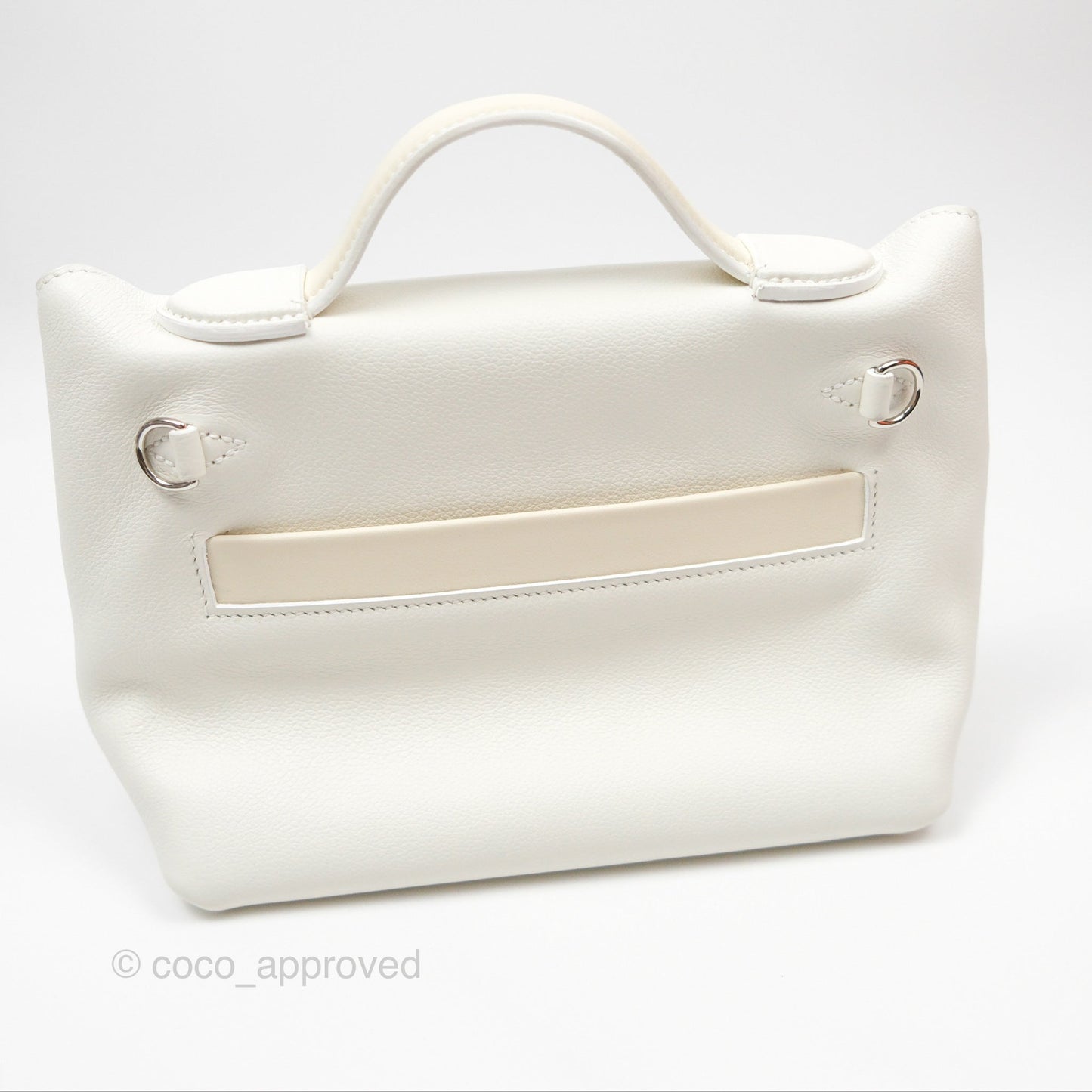 Hermès 24/24 21 Mini Blanc 01/ Nata I2 Evercolor/ Swift Palladium Hardware