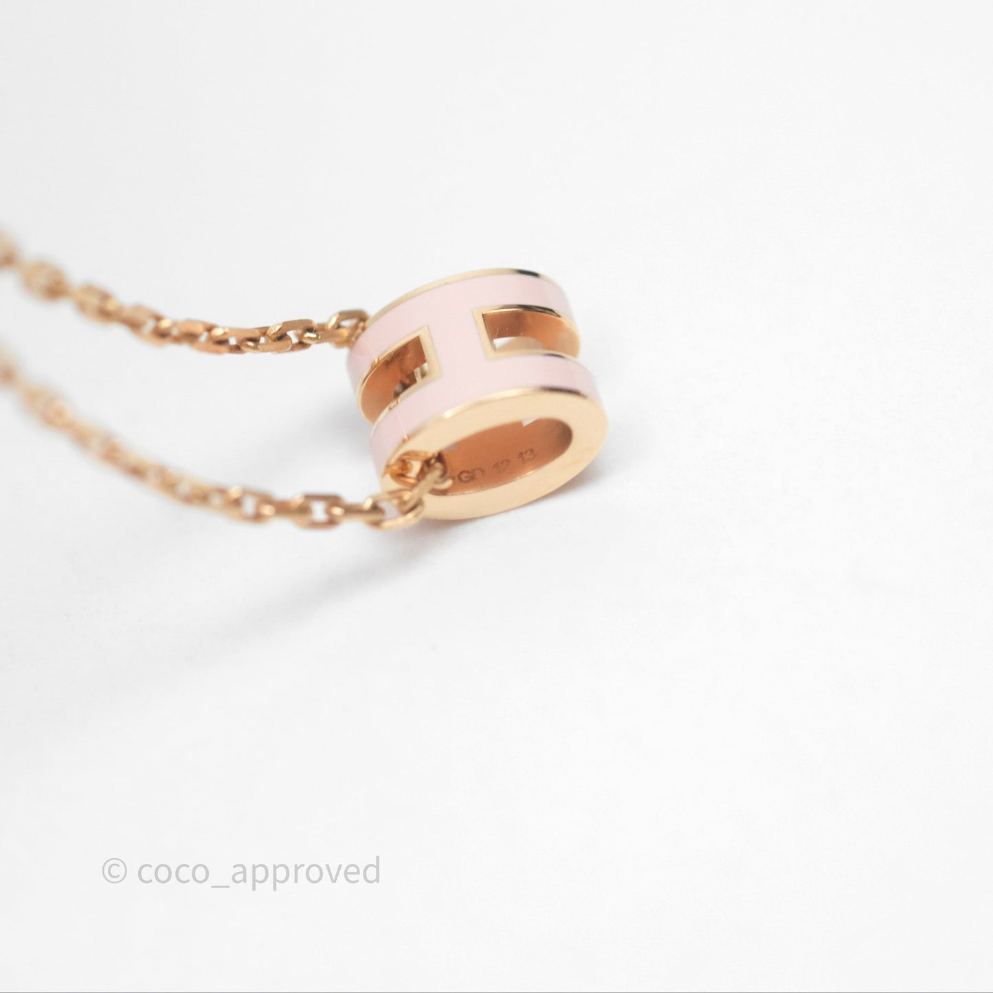Hermès Mini Pop H Rose Dragee Pendant Necklace Rose Gold Hardware