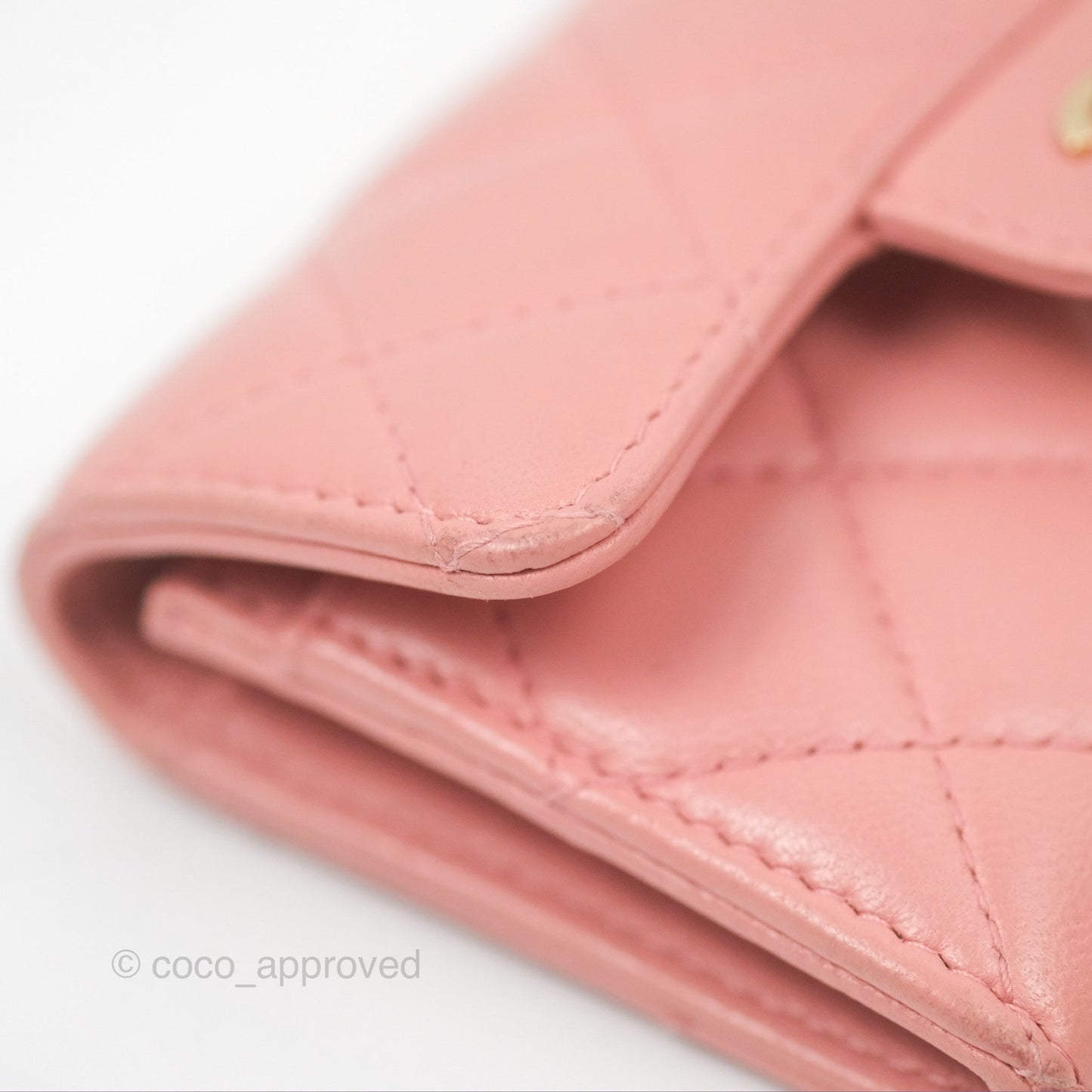 Chanel Quilted Flap Card Holder Pink Lambskin Gold Hardware