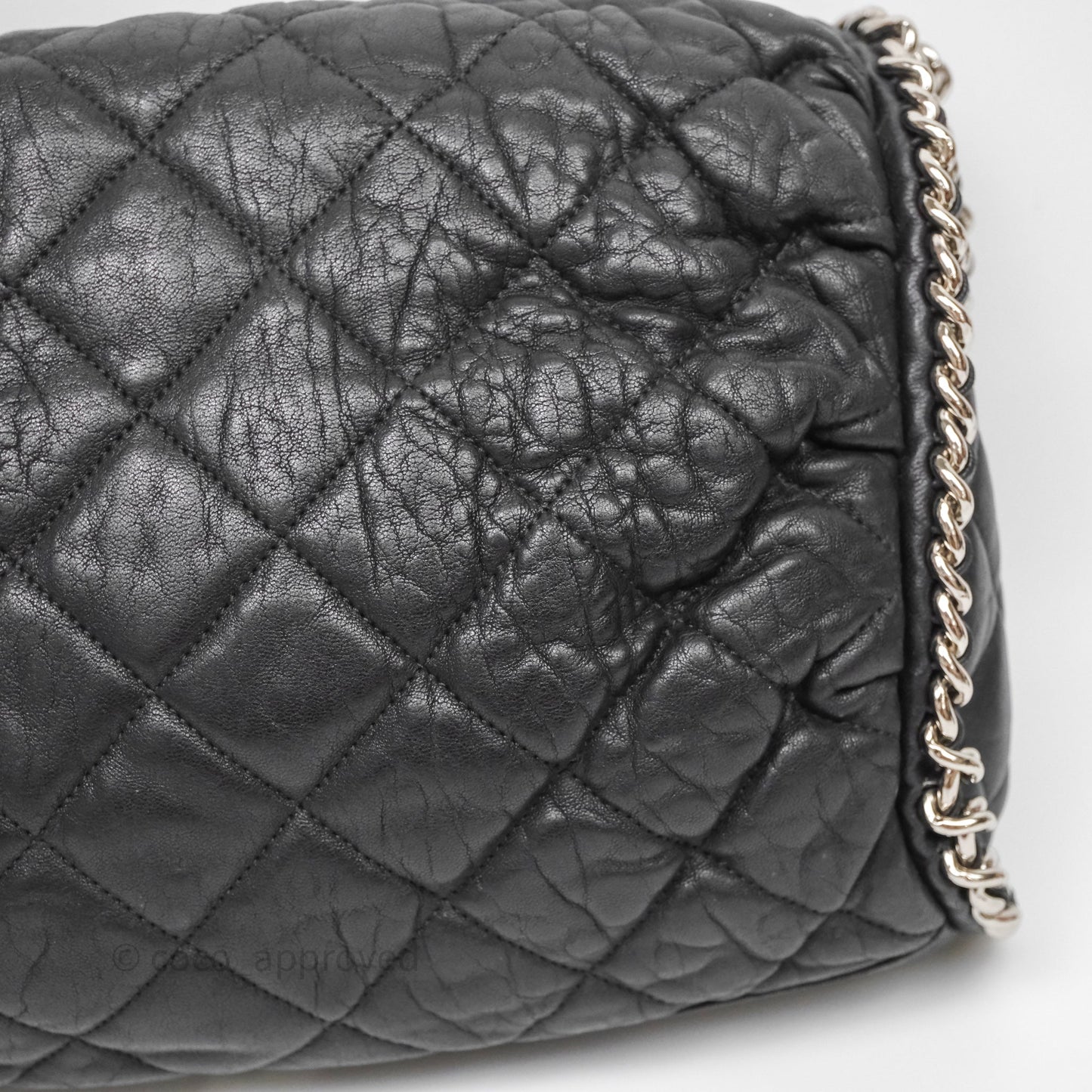 Chanel Chain Around Calfskin Hobo Black Silver Hardware
