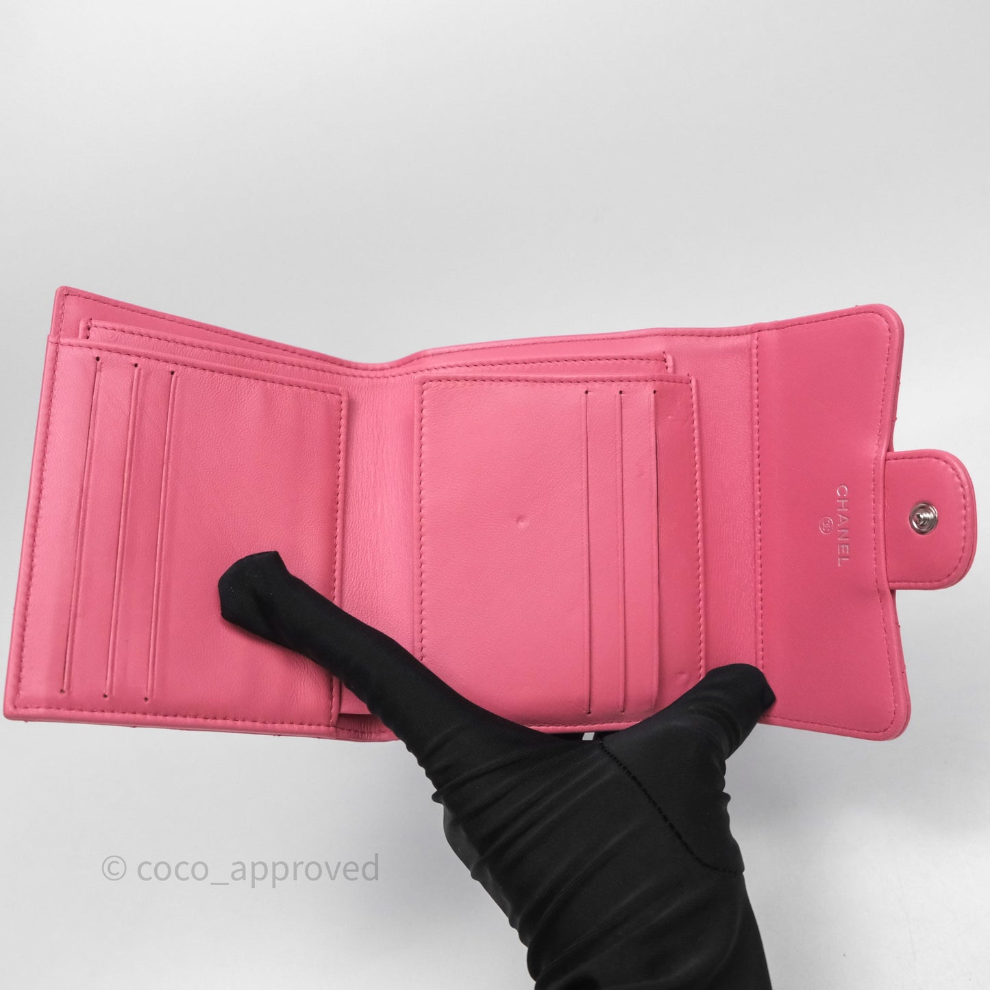 Chanel Classic Flap Wallet Pink Lambskin Silver Hardware