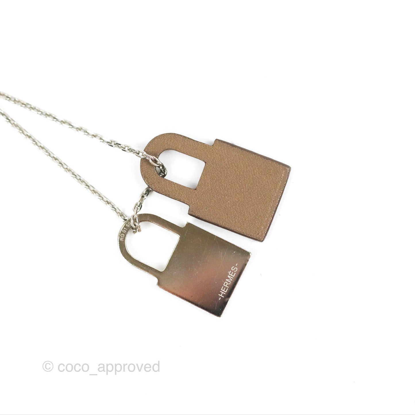 Hermès Small O'Kelly Pendant Necklace Etoupe Swift Palladium Hardware
