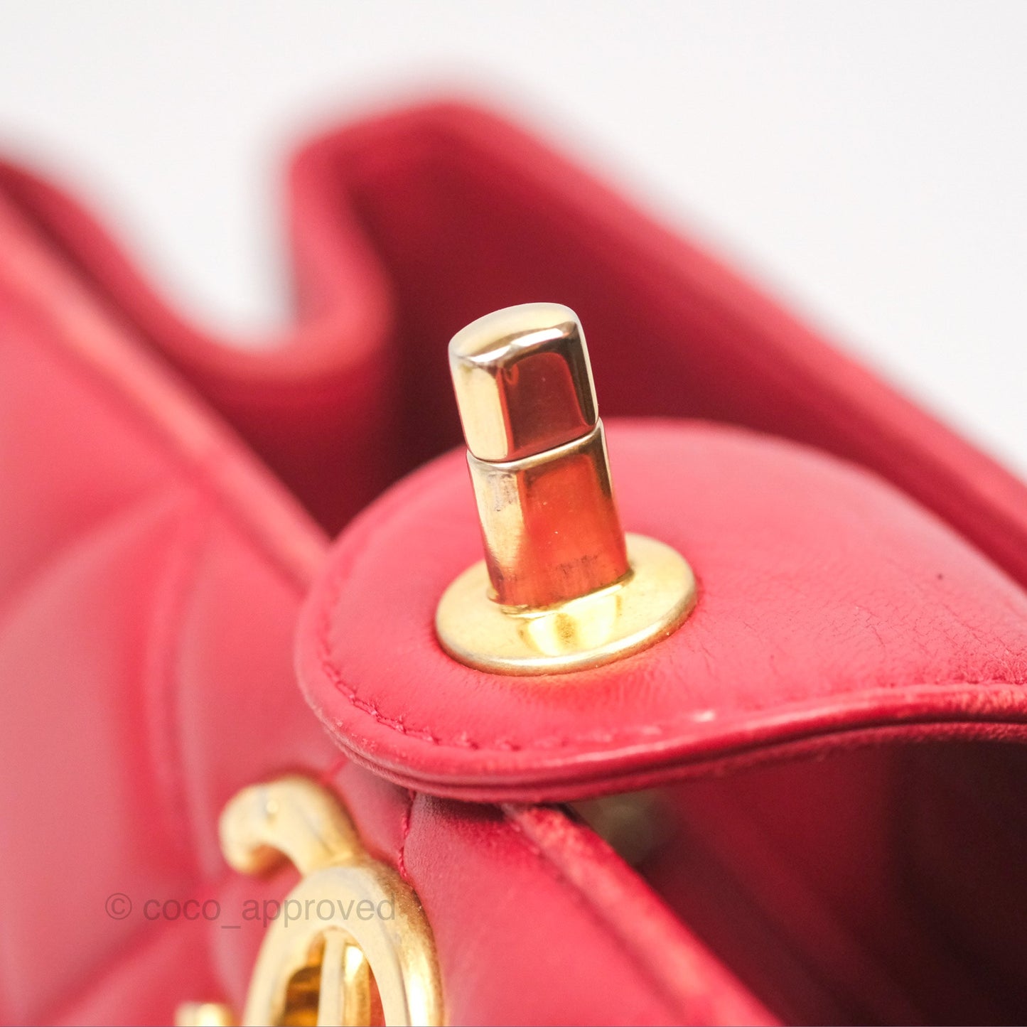 Chanel Tote Bag Red Lambskin Aged Gold Hardware