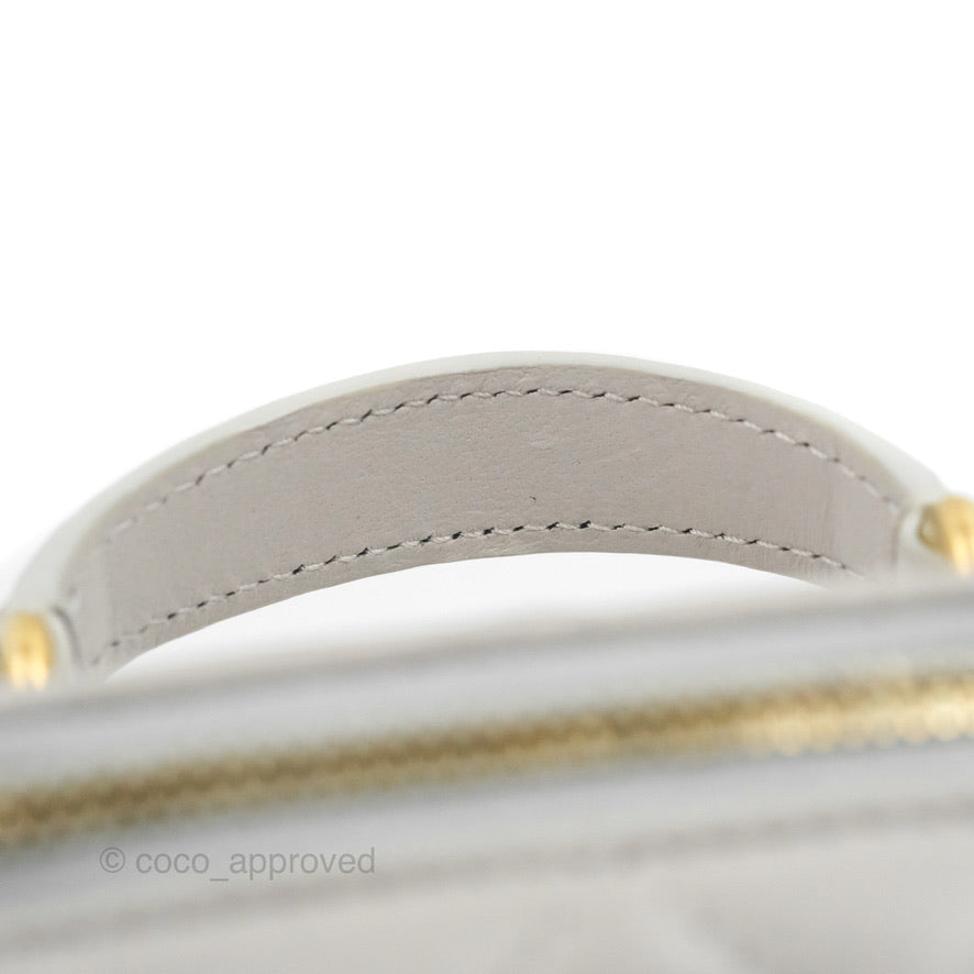 Chanel Mini Top Handle Vanity With Chain Grey Lambskin Aged Gold Hardware