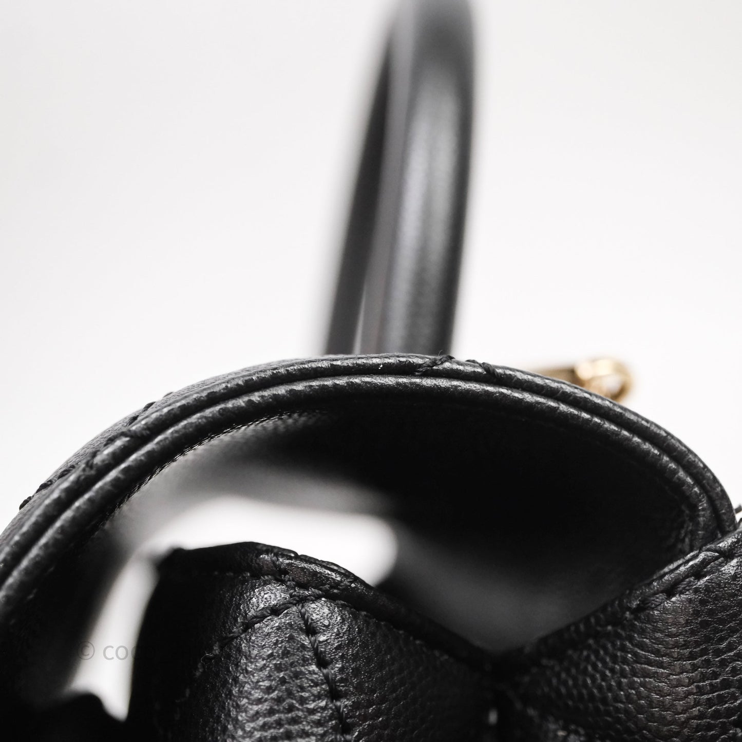 Chanel Small Quilted Coco Handle Black Caviar Gold Hardware