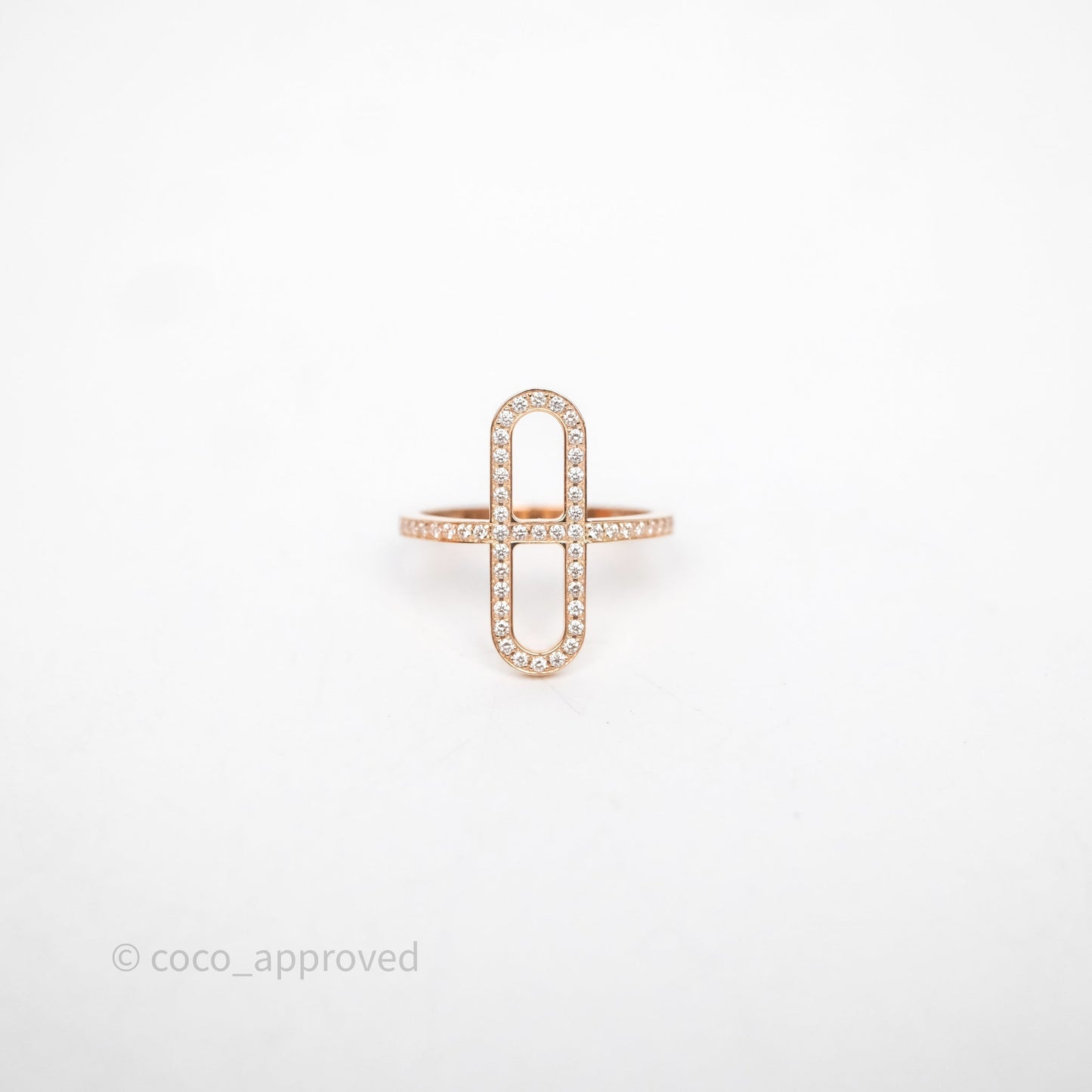 Hermès Ever Chaine d'ancre Ring Small Model Diamonds Rose Gold Size 51
