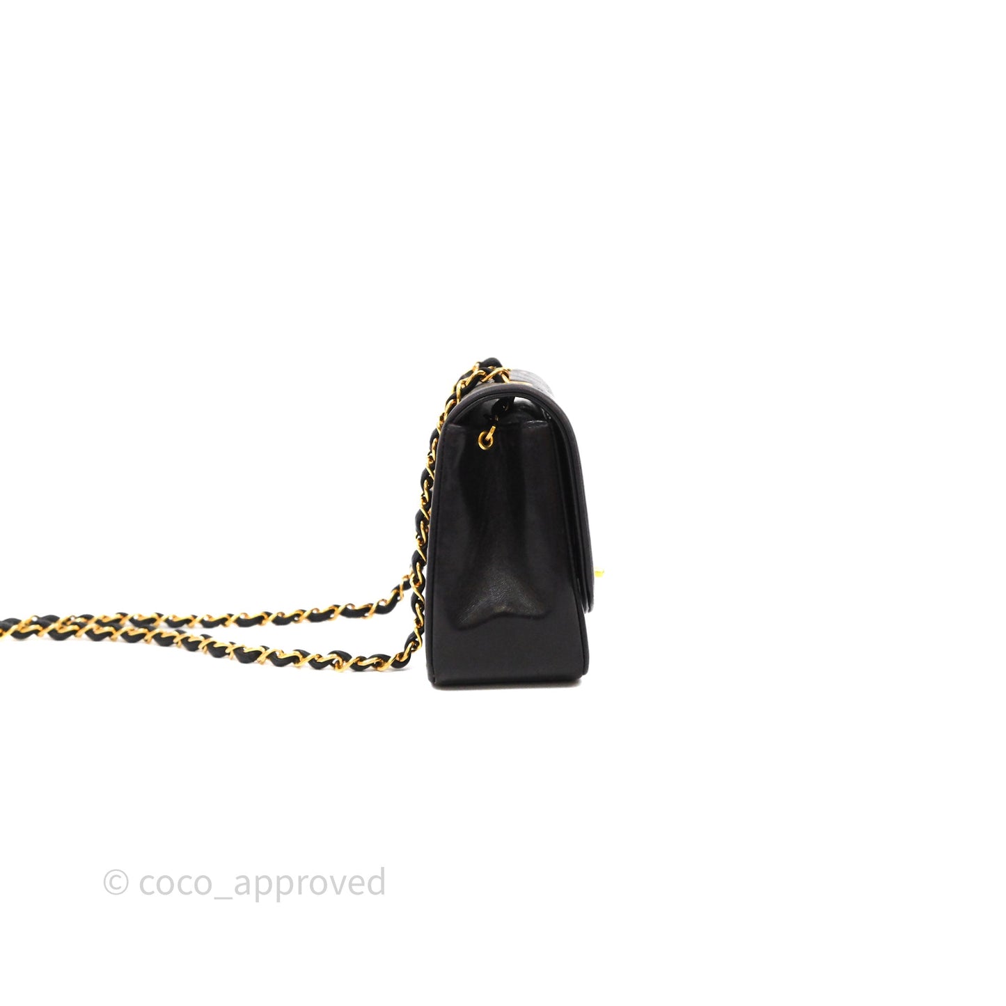 Chanel Vintage Small Quilted Classic Diana Flap Bag Black Lambskin 24K Gold Hardware