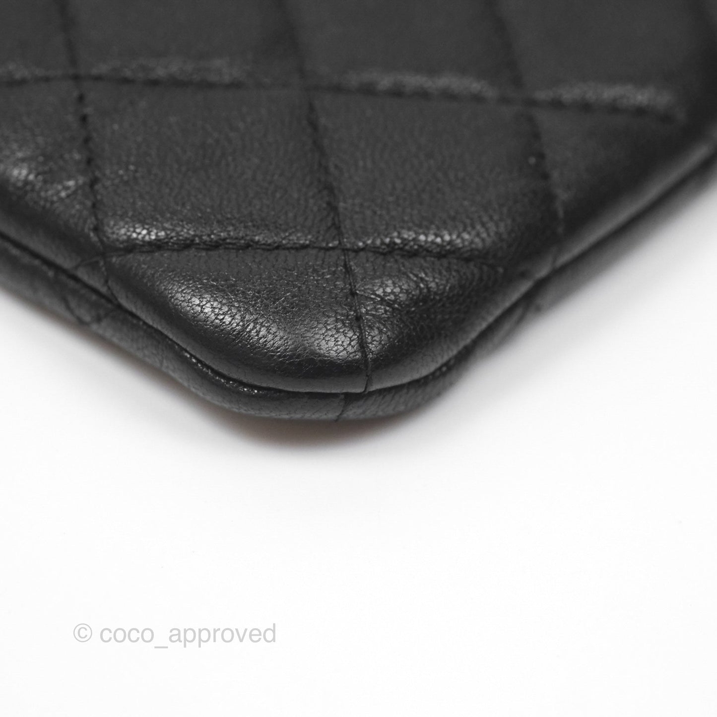Chanel Mademoiselle Quilted Large O Case Clutch Black Lambskin
