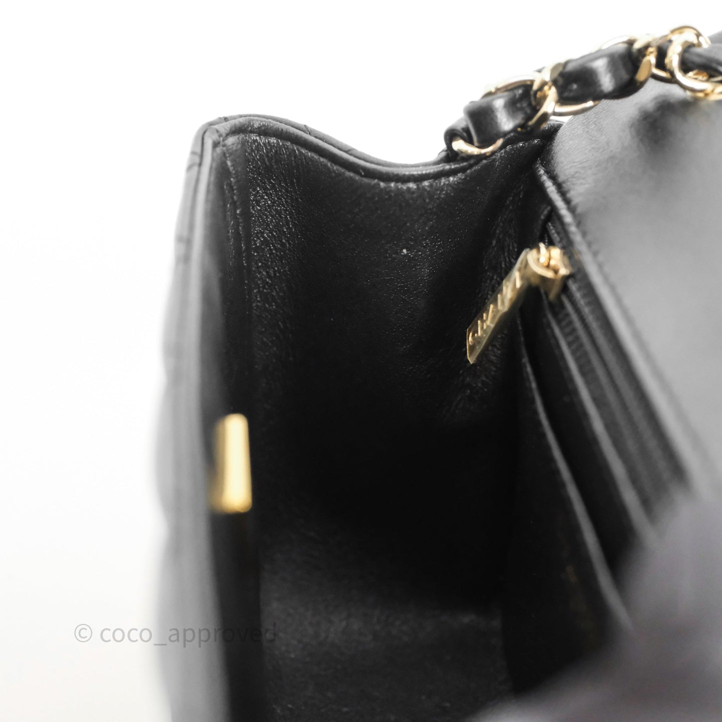 Chanel Mini Square Quilted Black Lambskin Gold Hardware