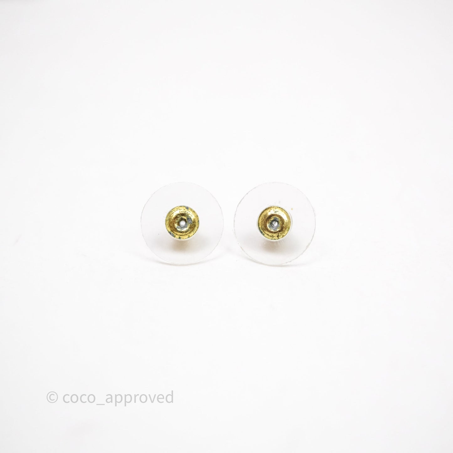 Chanel Black Resin Pearl Crown CC Drop Earrings Gold Tone 21A