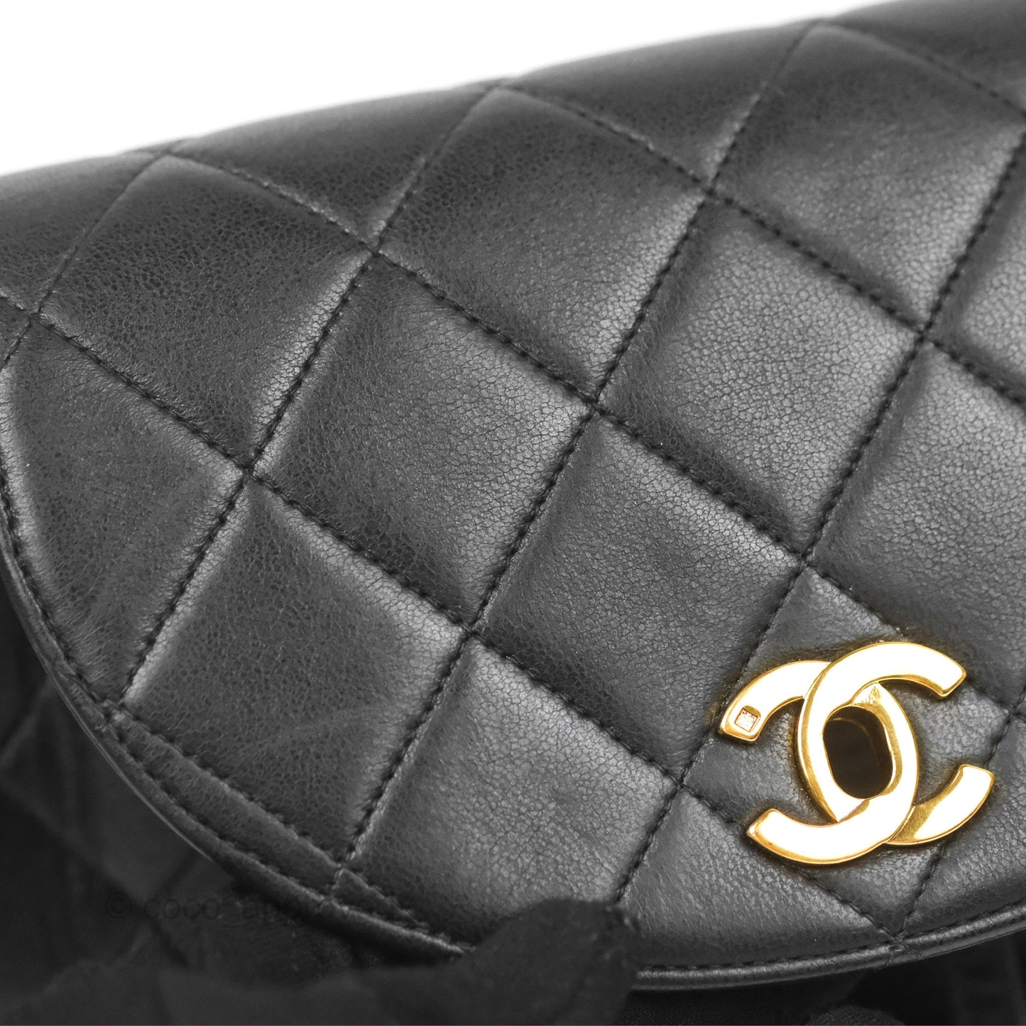 Chanel Vintage CC Duma Backpack Black Lambskin 24K Gold Hardware