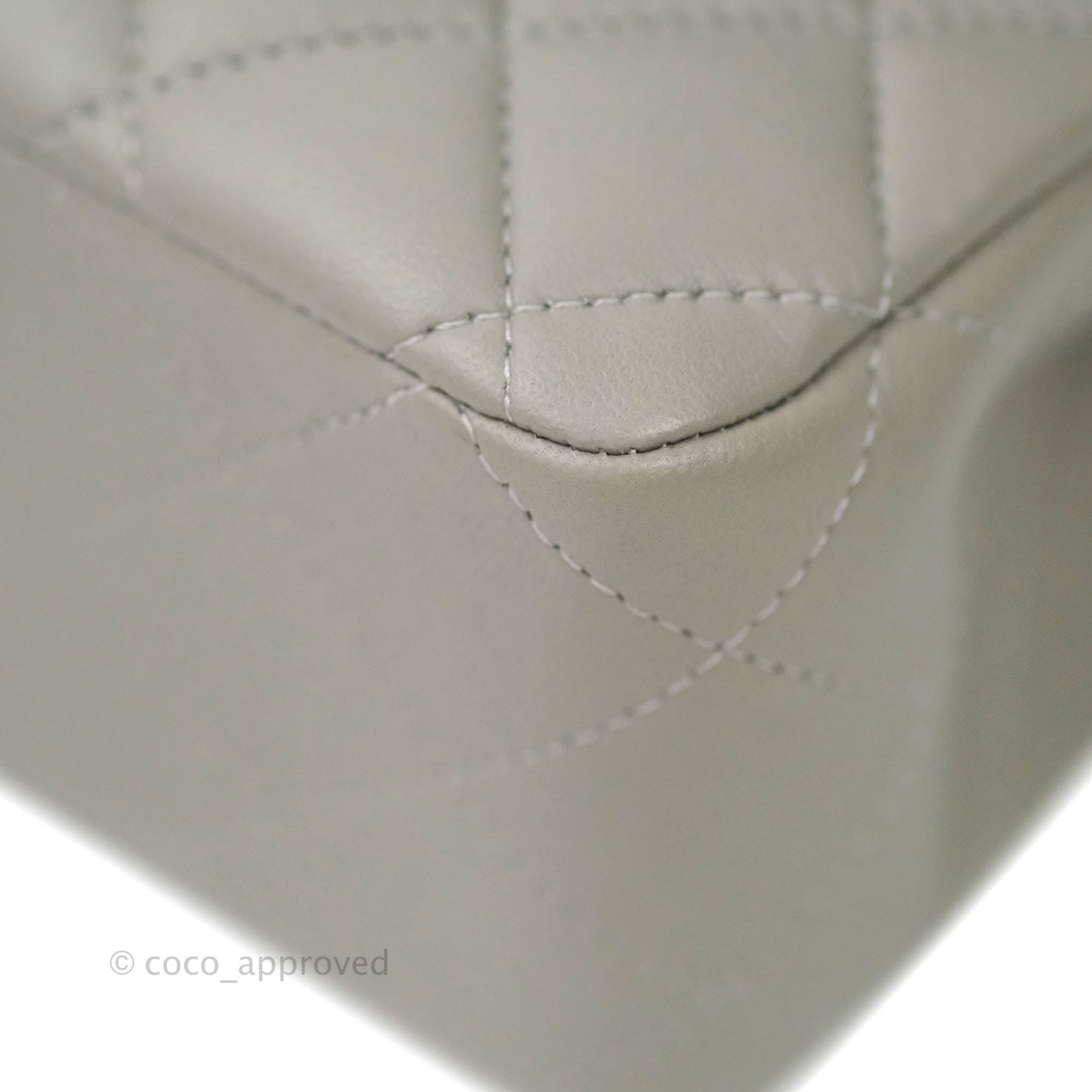 Chanel M/L Medium Double Flap Bag Grey Lambskin Silver Hardware 19B