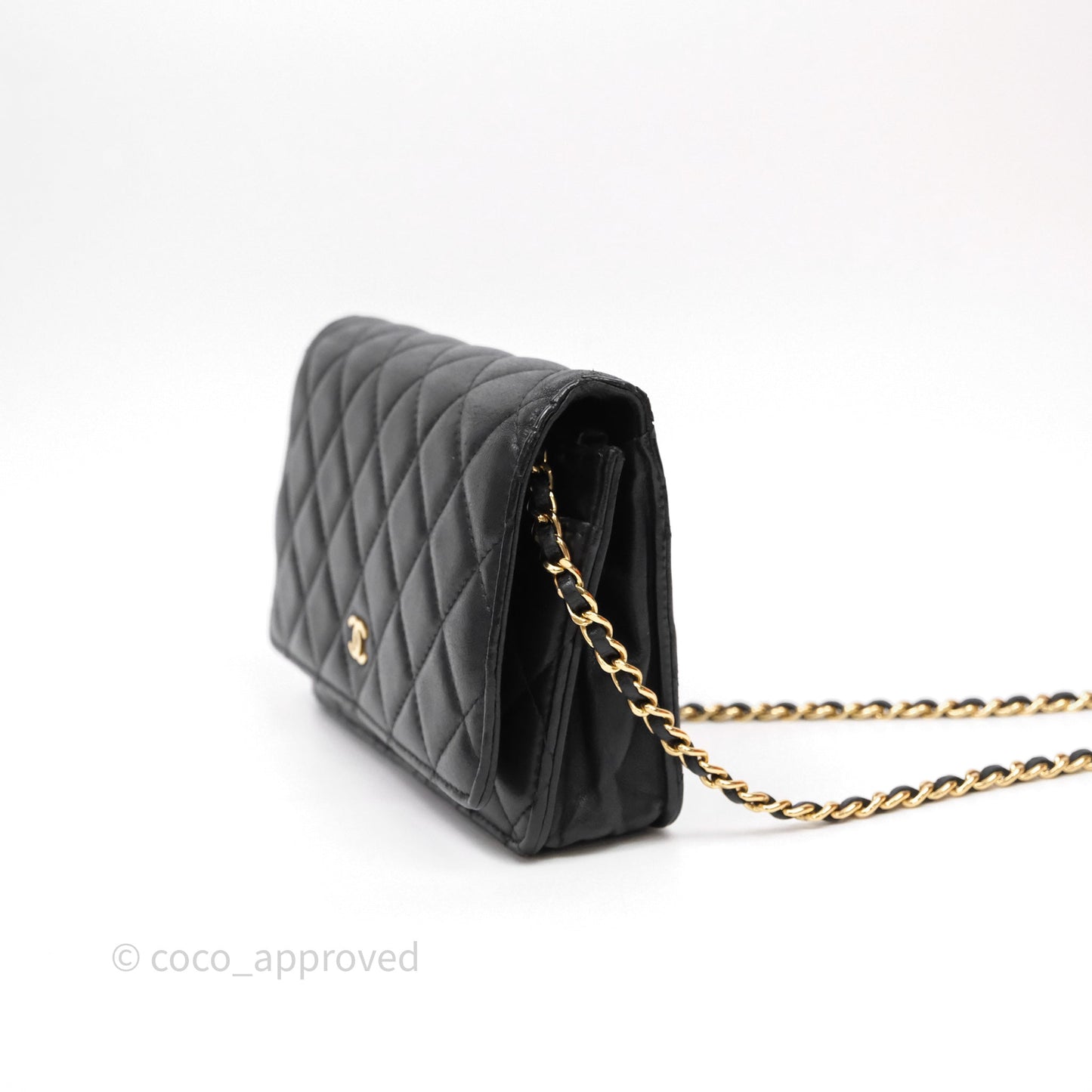 Chanel Classic WOC Wallet On Chain Quilted Black Lambskin Gold Hardware