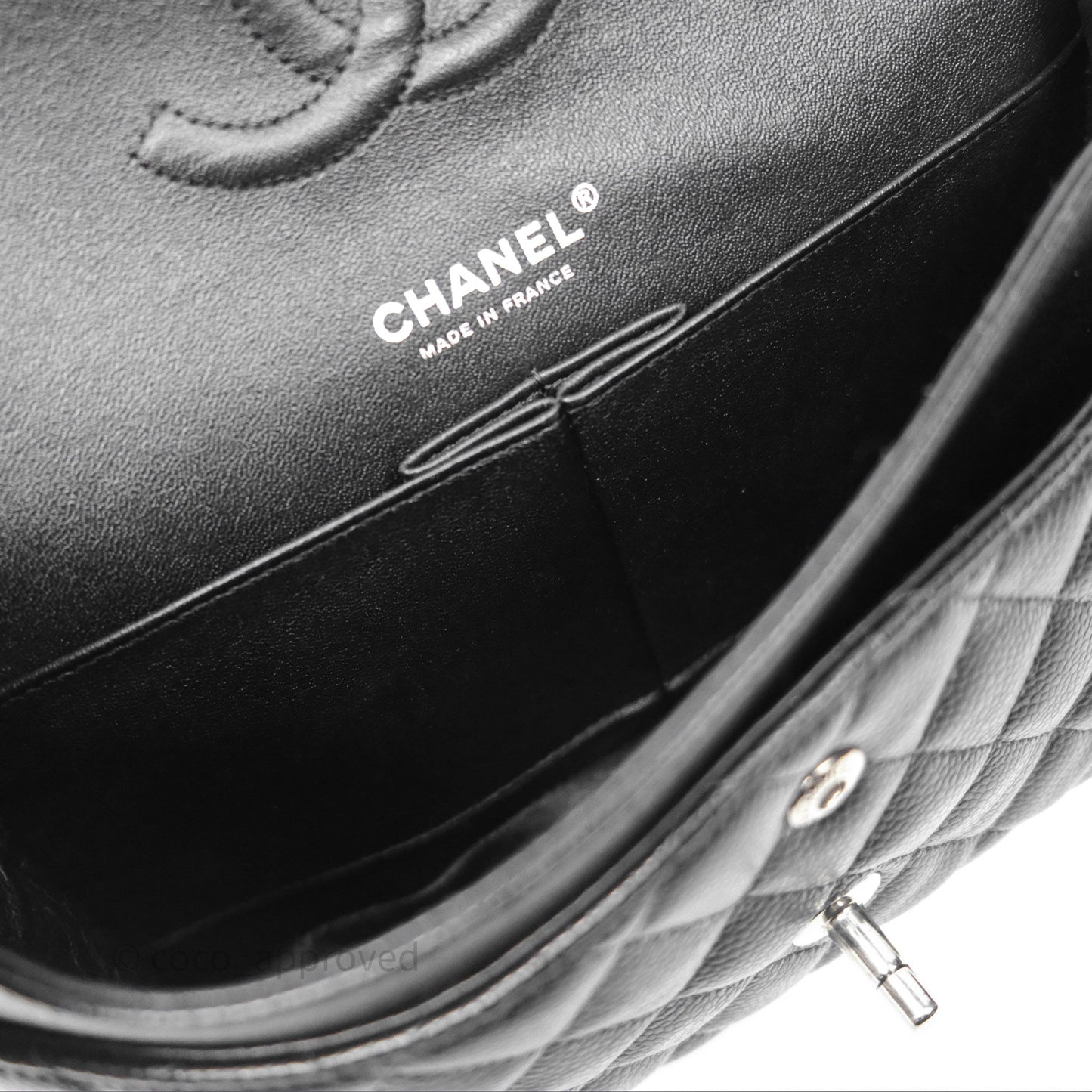 Chanel Classic M/L Medium Flap Quilted Black Caviar Silver Hardware