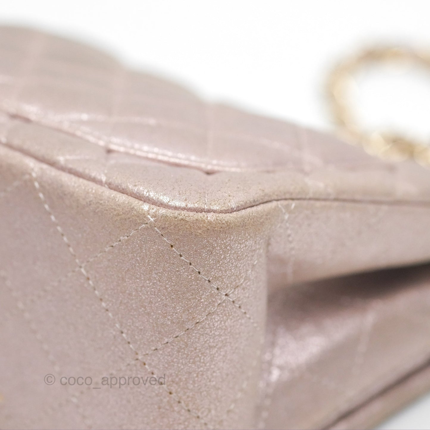 Chanel Mini Square Metallic Rose Gold Goatskin Gold Hardware 14B