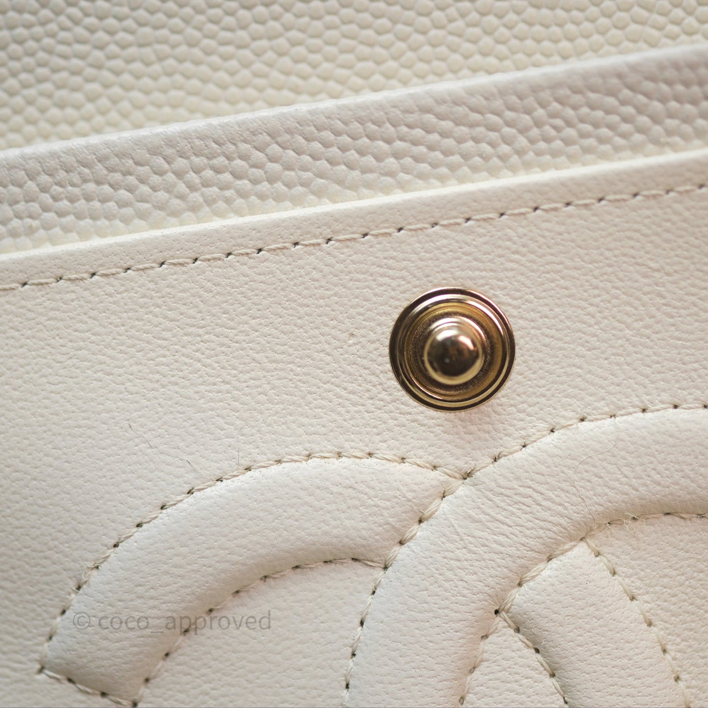 Chanel M/L Medium Classic Flap Quilted White Caviar Gold Hardware