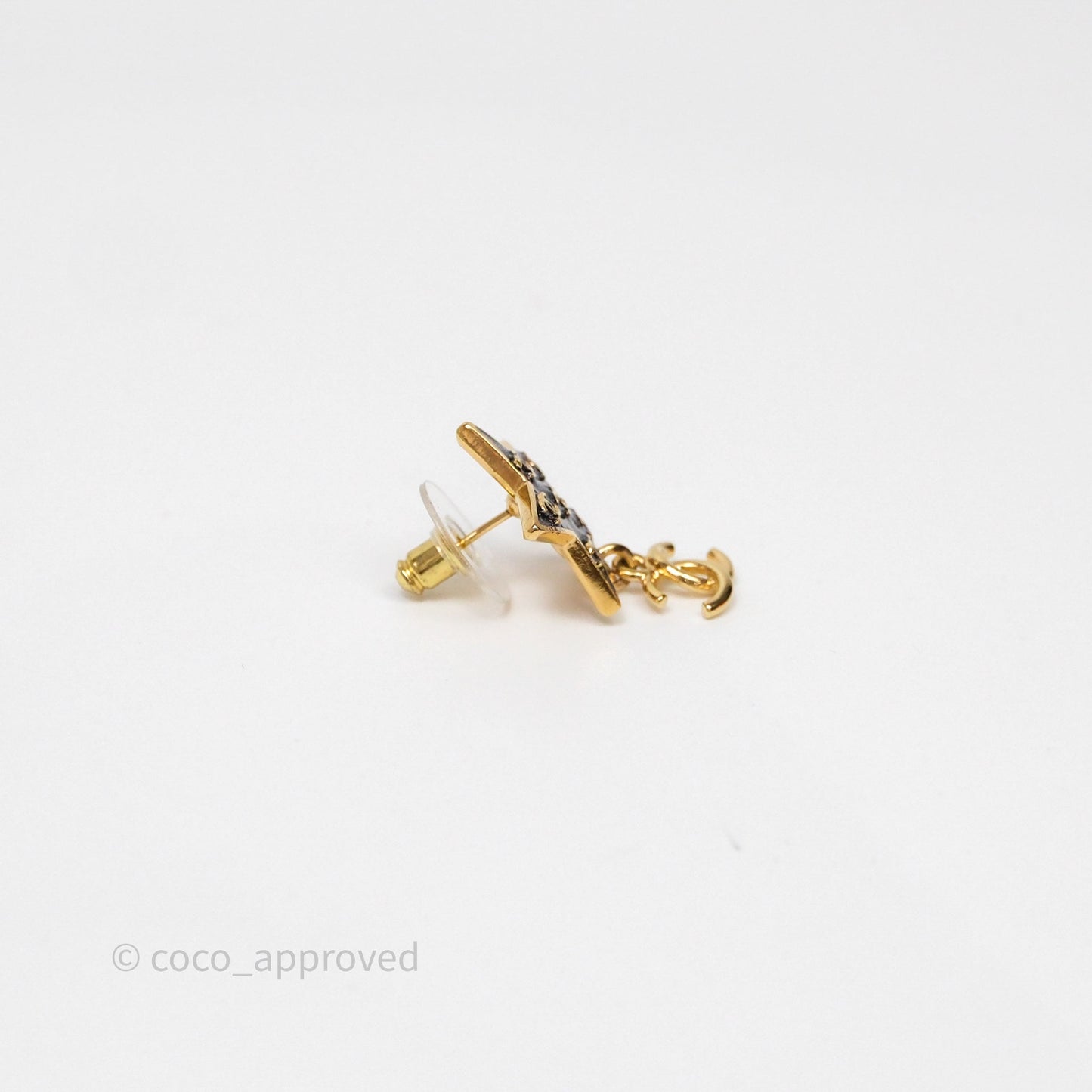 Chanel Star Drop CC Earrings Gold Tone 24C