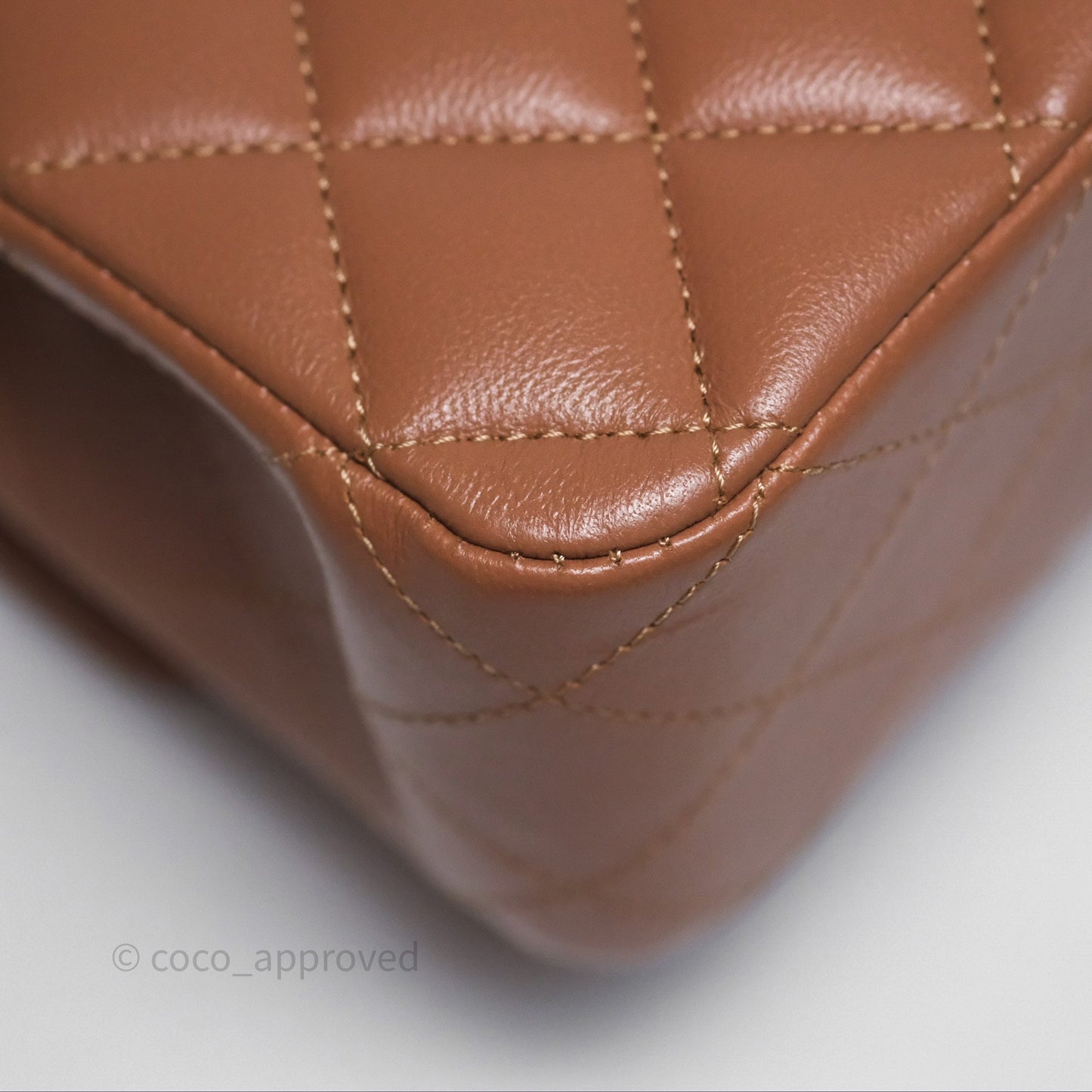Chanel Classic M/L Medium Flap Quilted Dark Beige Caramel Lambskin Gold Hardware