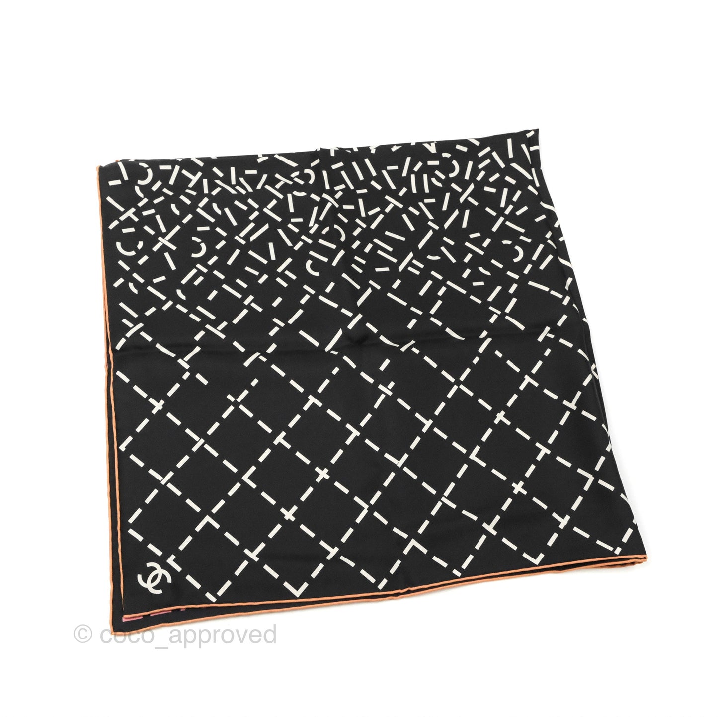 Chanel CC Silk Square Scarf 90 Black/White
