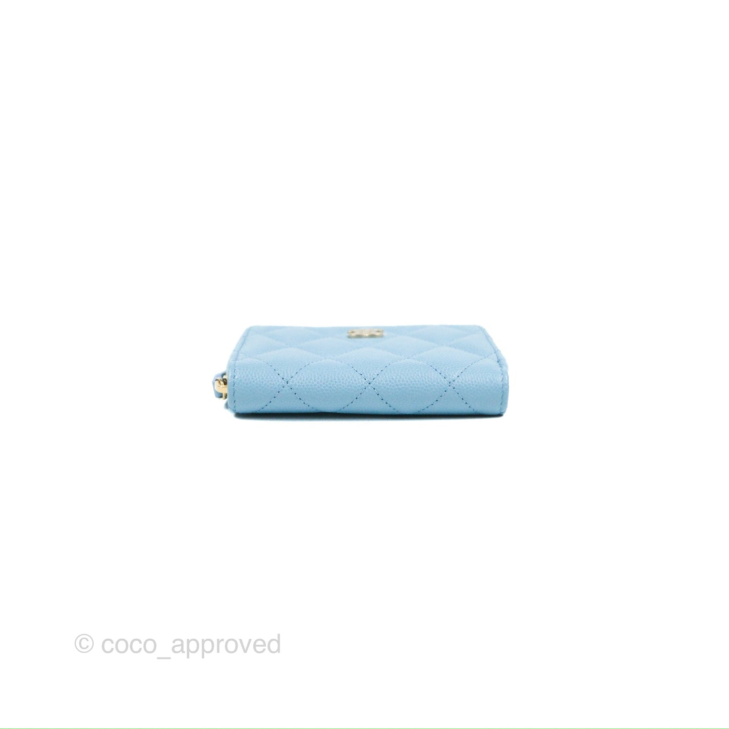 Chanel Classic Zipped Coin Purse Quilted Blue Caviar Gold Hardware