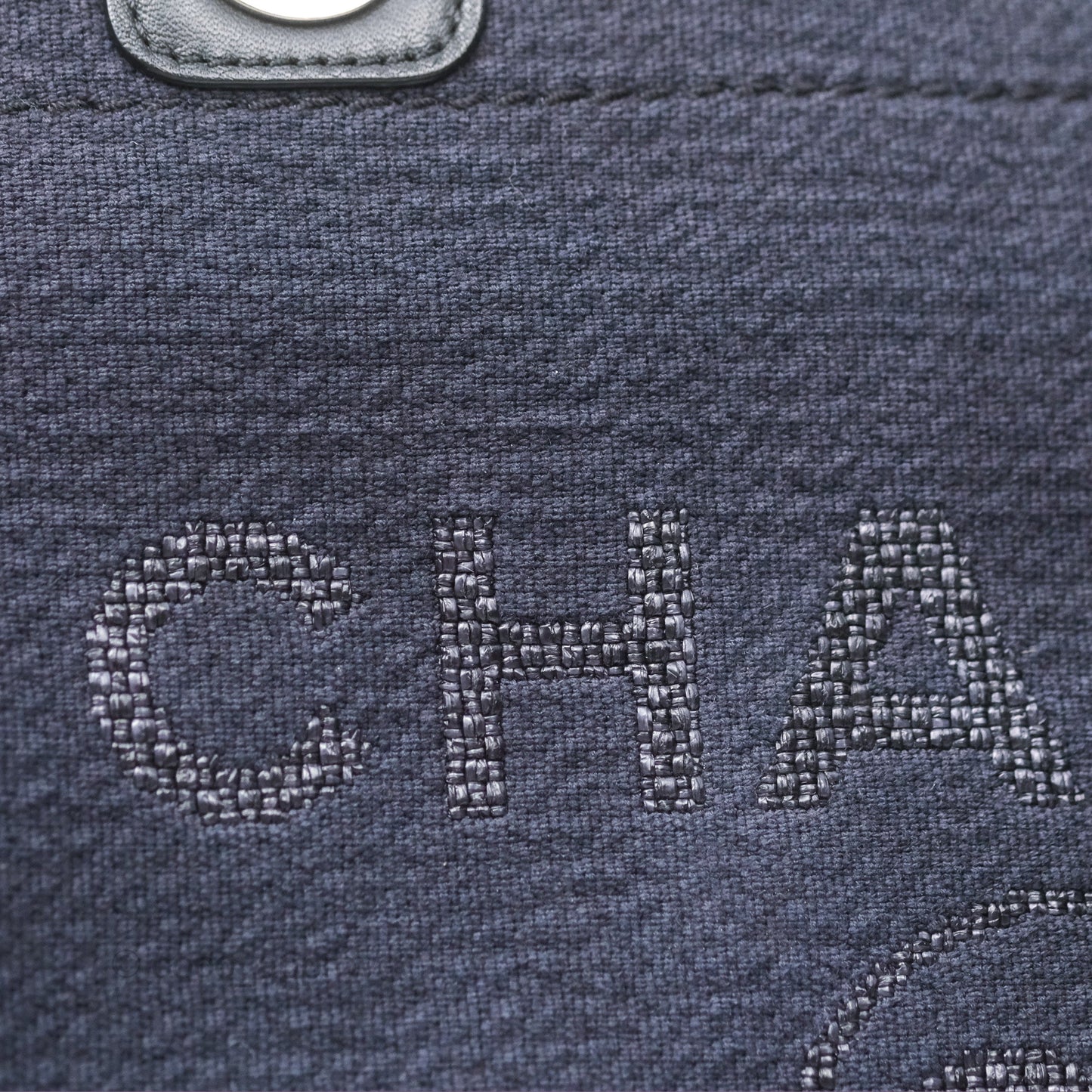 Chanel Medium Deauville Navy Canvas Silver Hardware