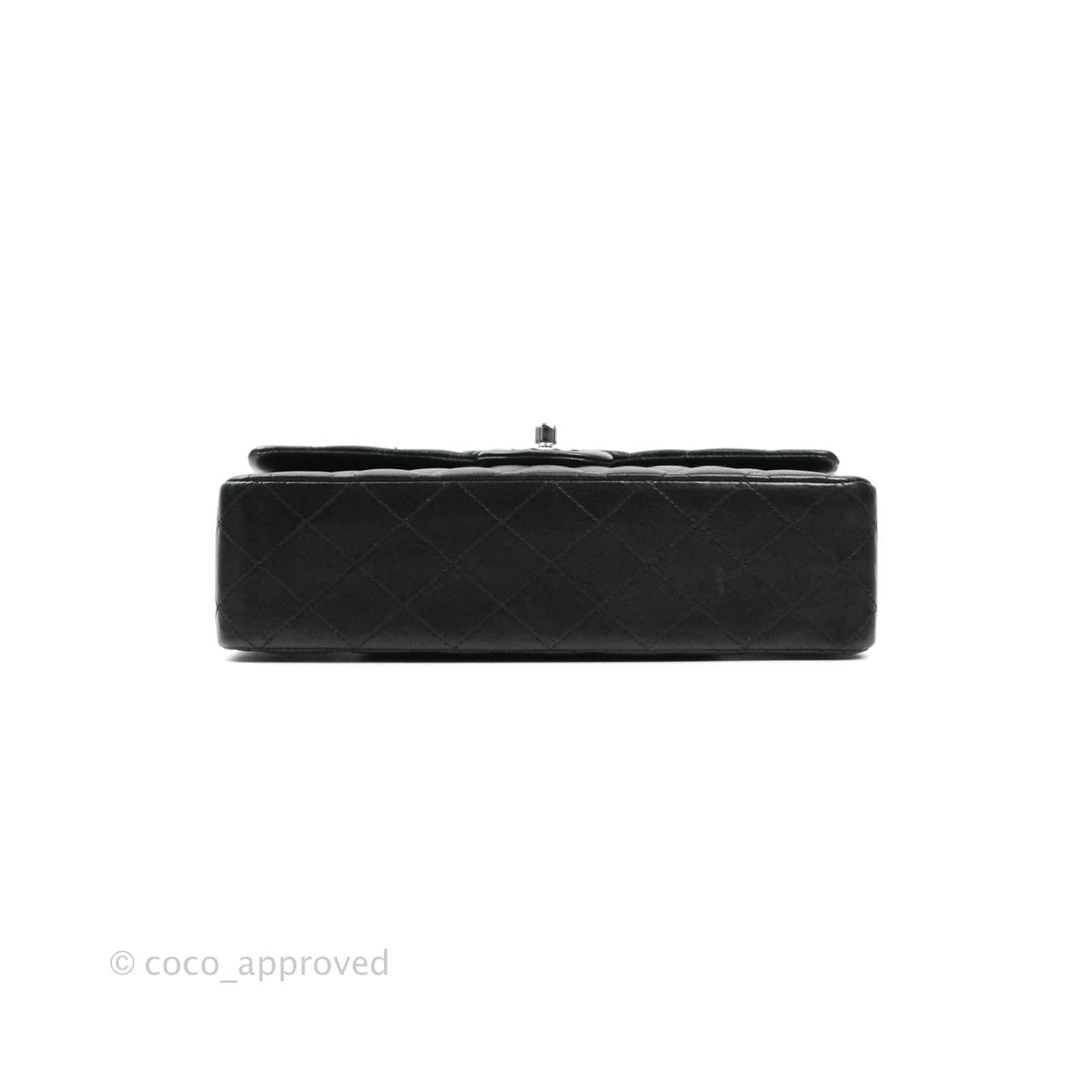 Chanel Classic M/L Medium Double Flap Black Lambskin Silver Hardware