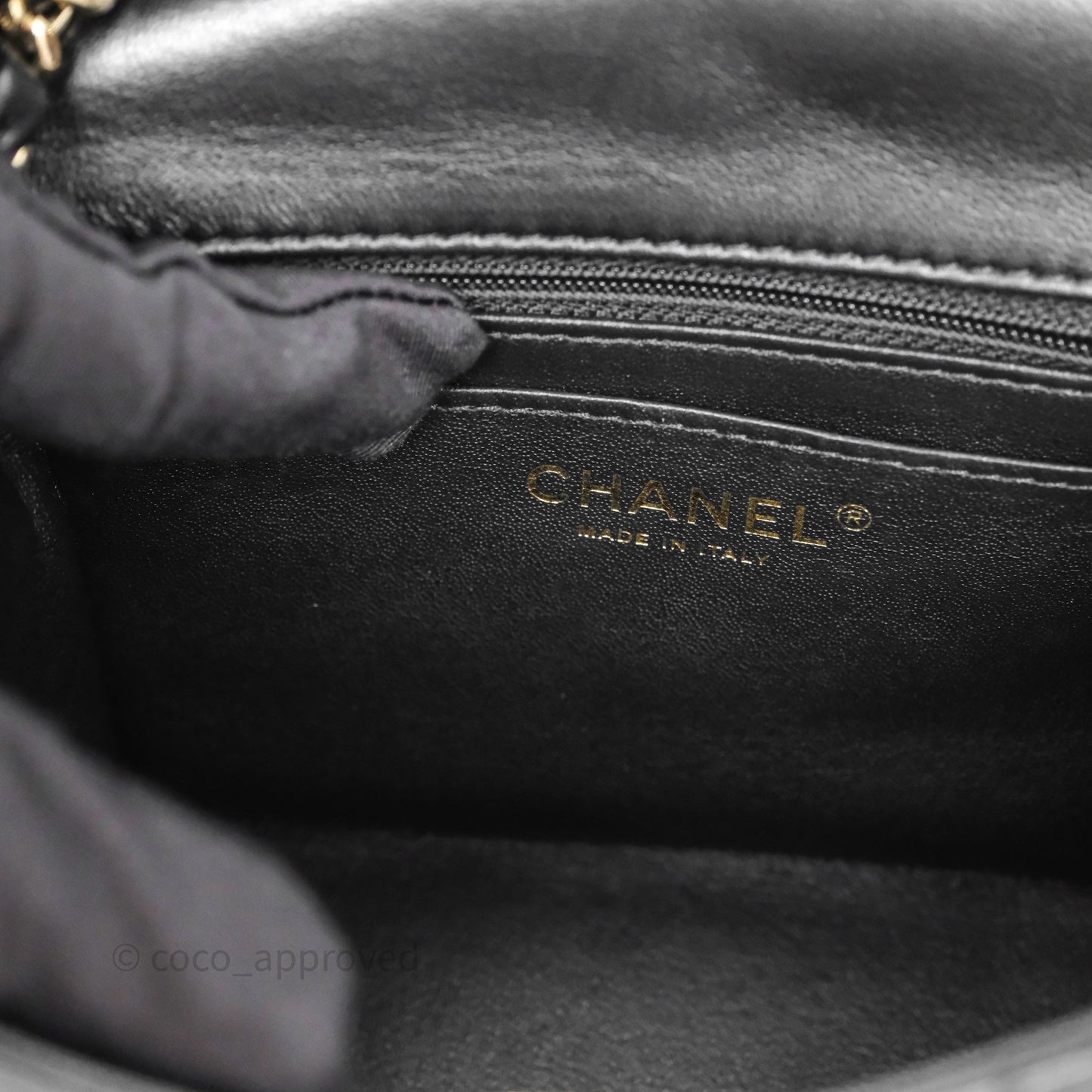 Chanel Mini Square Quilted Black Lambskin Gold Hardware