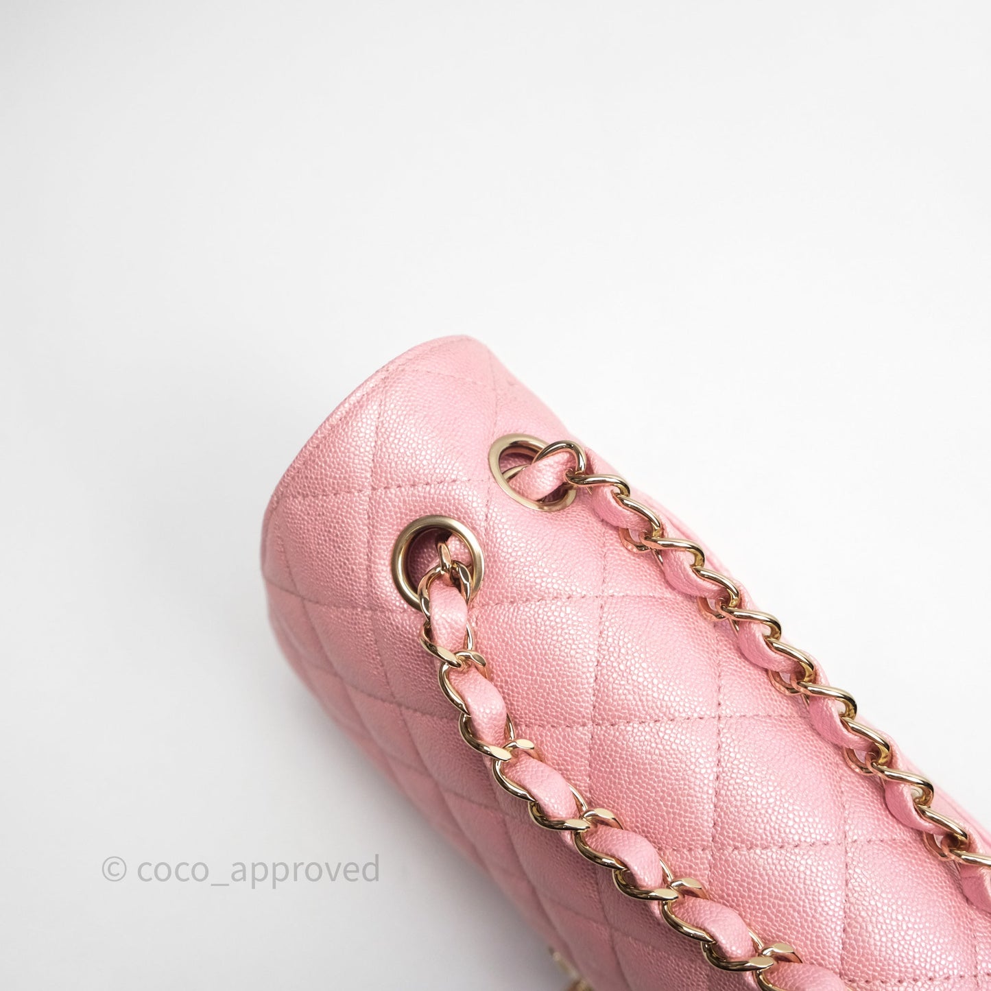 Chanel Quilted Classic M/L Medium Flap Iridescent Pink Caviar Gold Hardware 19S
