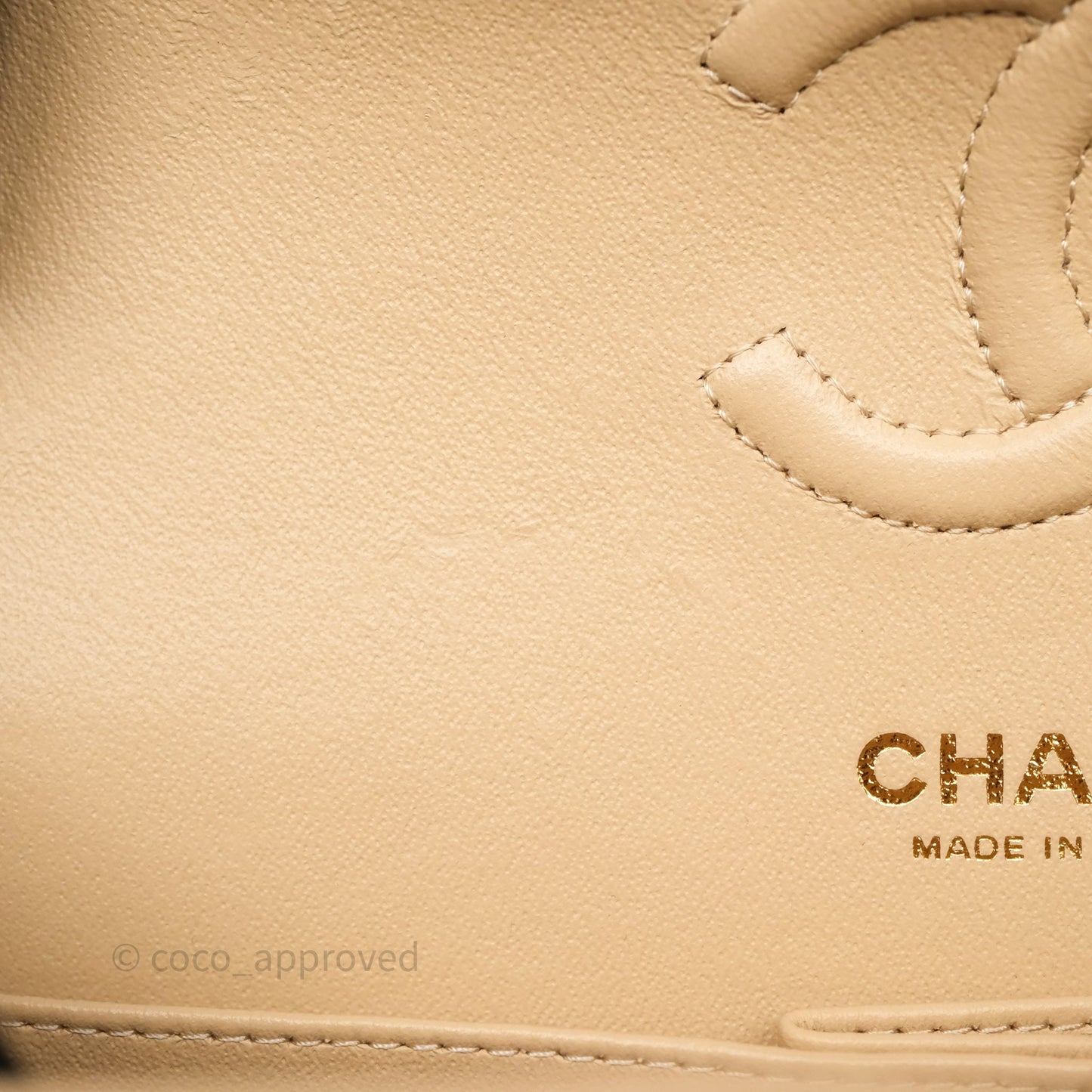 Chanel Small Classic Flap Quilted Beige Caviar Gold Hardware