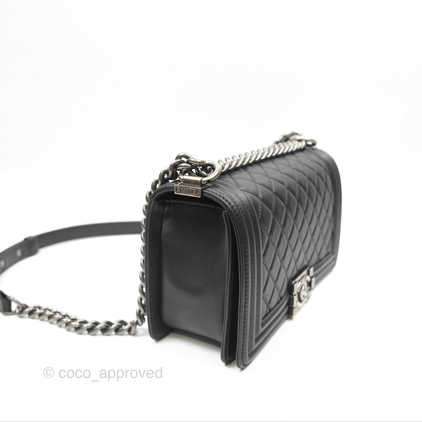 Chanel Medium Boy Quilted Black Lambskin Ruthenium Hardware