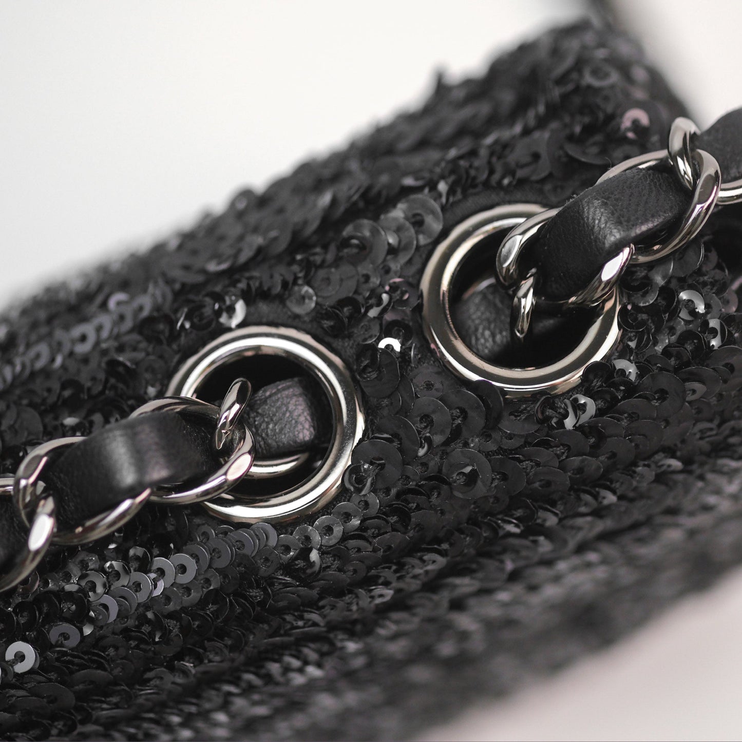 Chanel Mini Flap Bag Sequin Black/ Navy Gun Metal Hardware