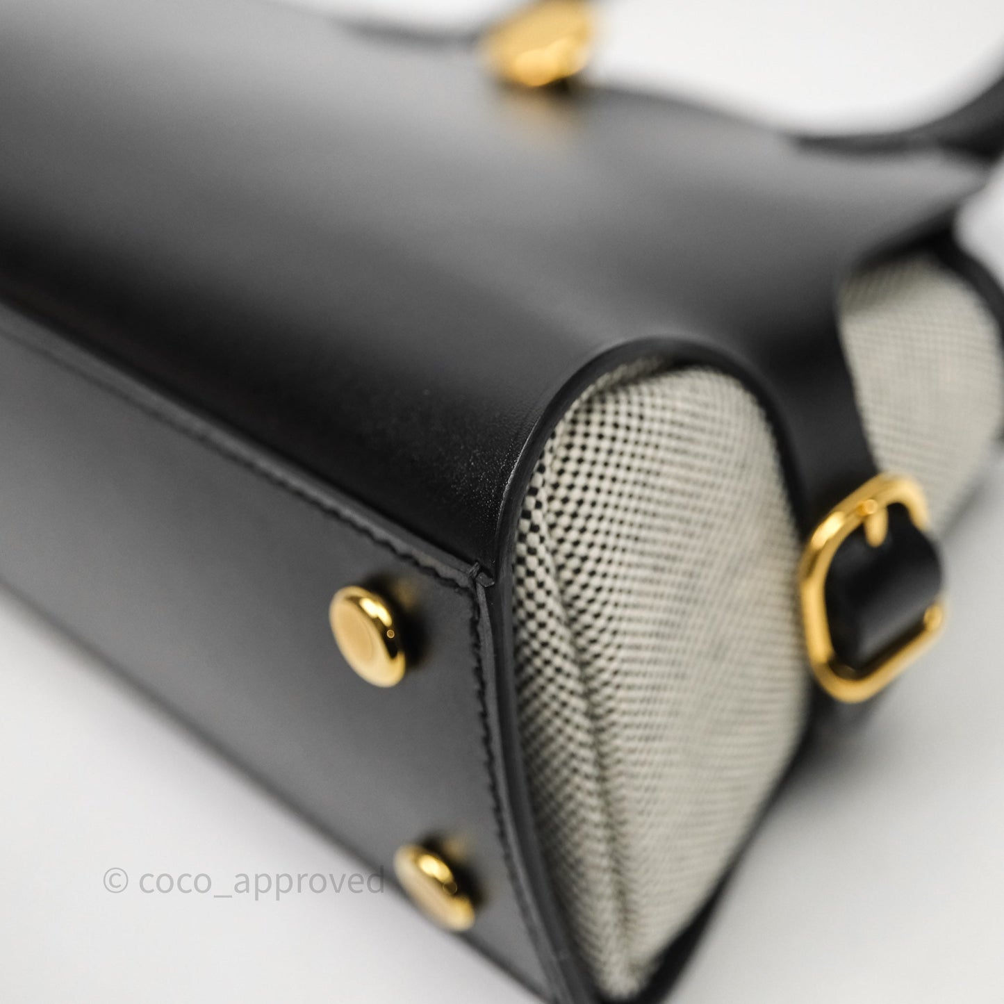 Hermès Tablier Sellier Noir 89/Ecru Swift Calfskin/H canvas Bag Gold Hardware