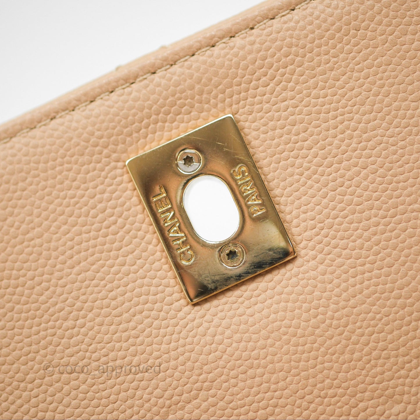 Chanel Quilted Small Business Affinity Flap Beige Caviar Gold Hardware