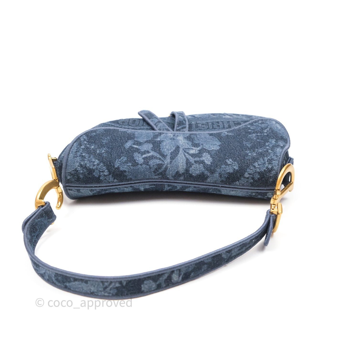 Christian Dior Saddle Bag Navy Denim Gold Hardware